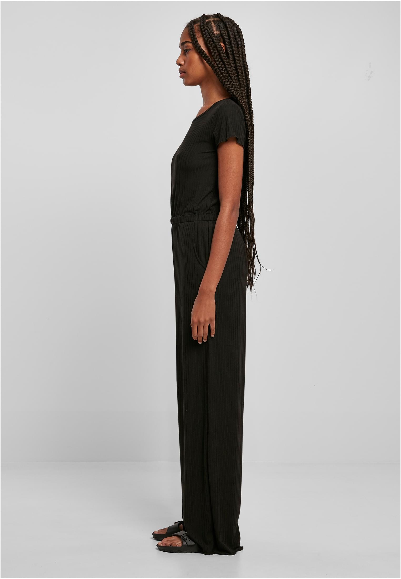 Ladies Rib Wid Leg Jumpsuit black 3XL - variant image 1