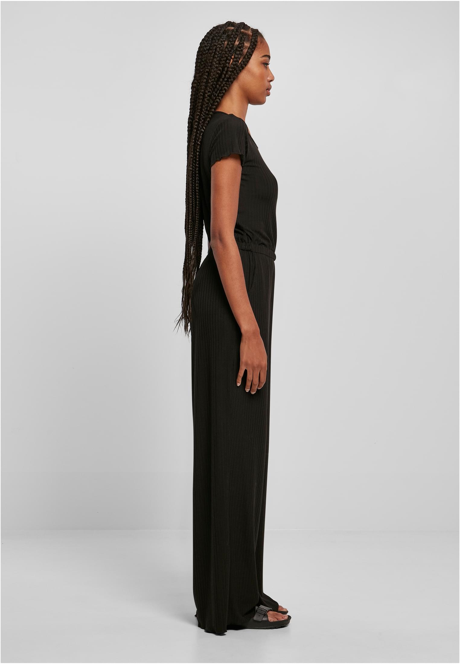 Ladies Rib Wid Leg Jumpsuit black 3XL - variant image 3