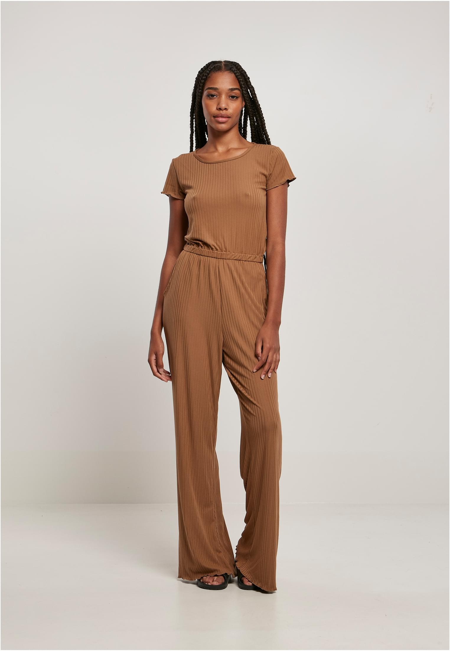 Ladies Rib Wid Leg Jumpsuit darktaupe 3XL - variant image 4
