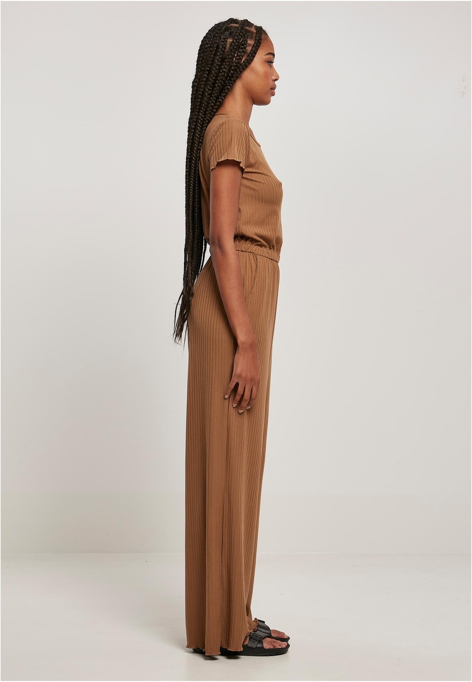 Ladies Rib Wid Leg Jumpsuit darktaupe 3XL - variant image 3