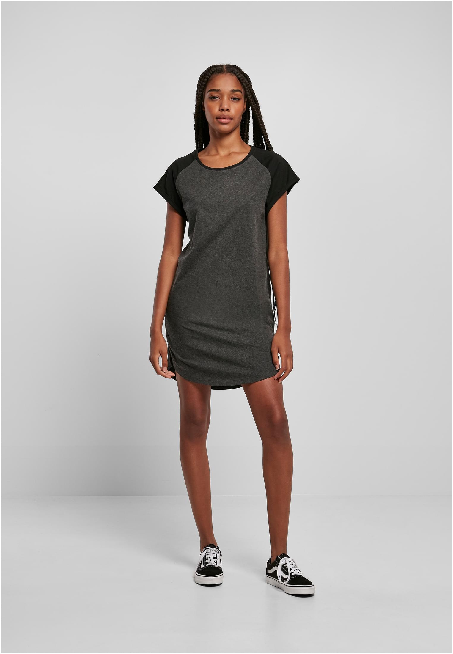 Ladies Contrast Raglan Tee Dress charcoal/black 3XL - variant image 4