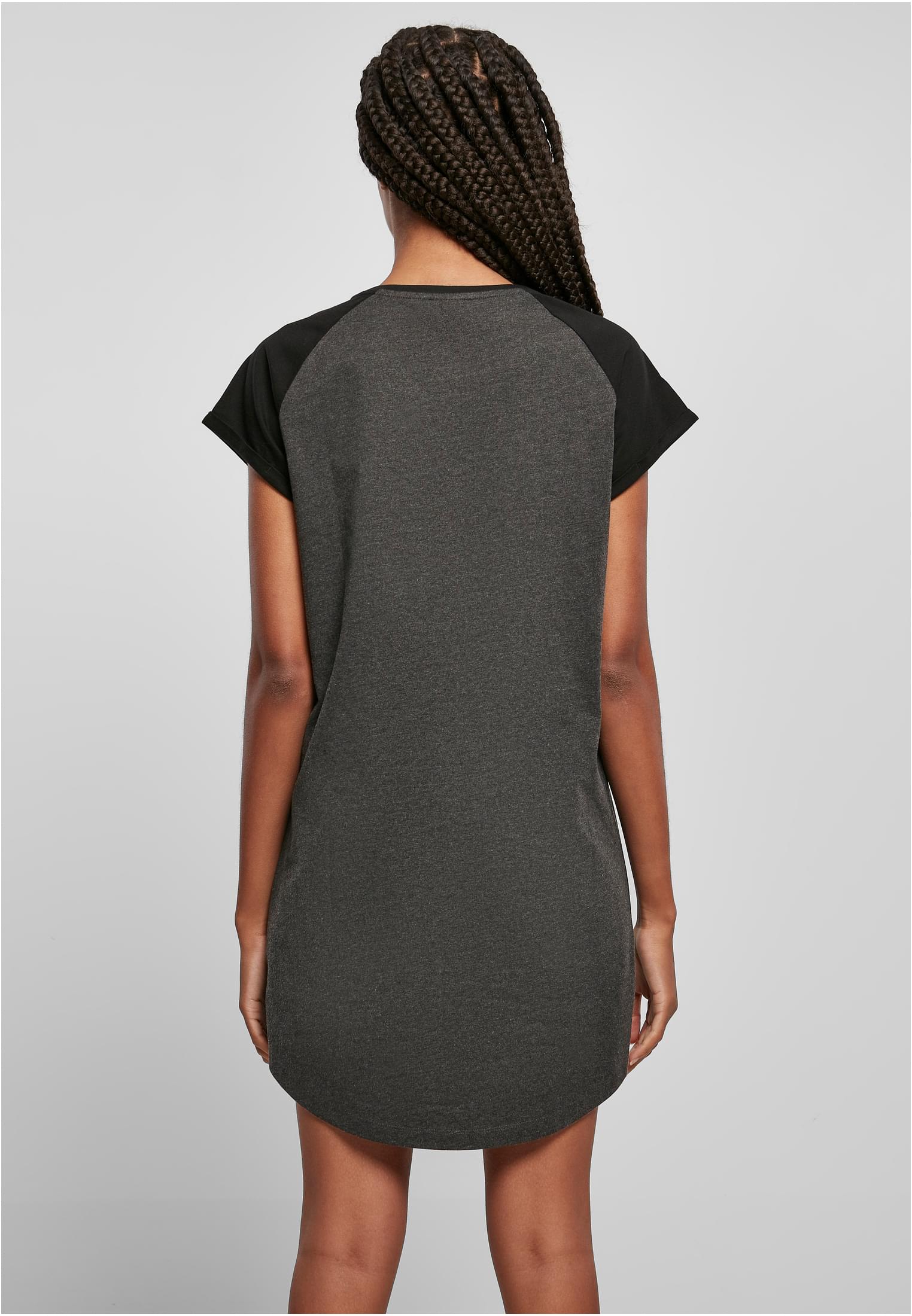 Ladies Contrast Raglan Tee Dress charcoal/black 3XL - variant image 2