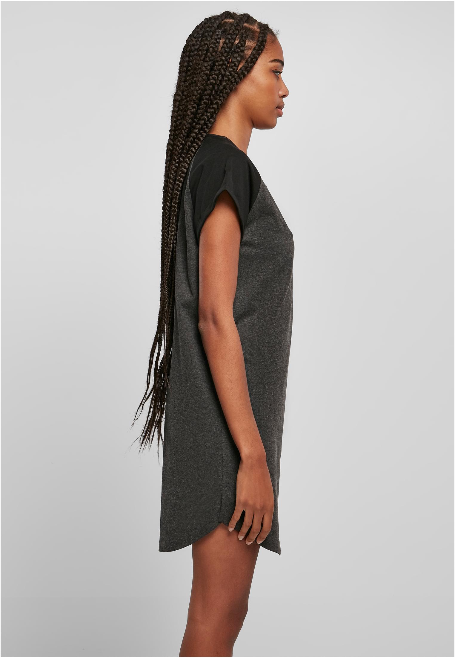 Ladies Contrast Raglan Tee Dress charcoal/black 3XL - variant image 3