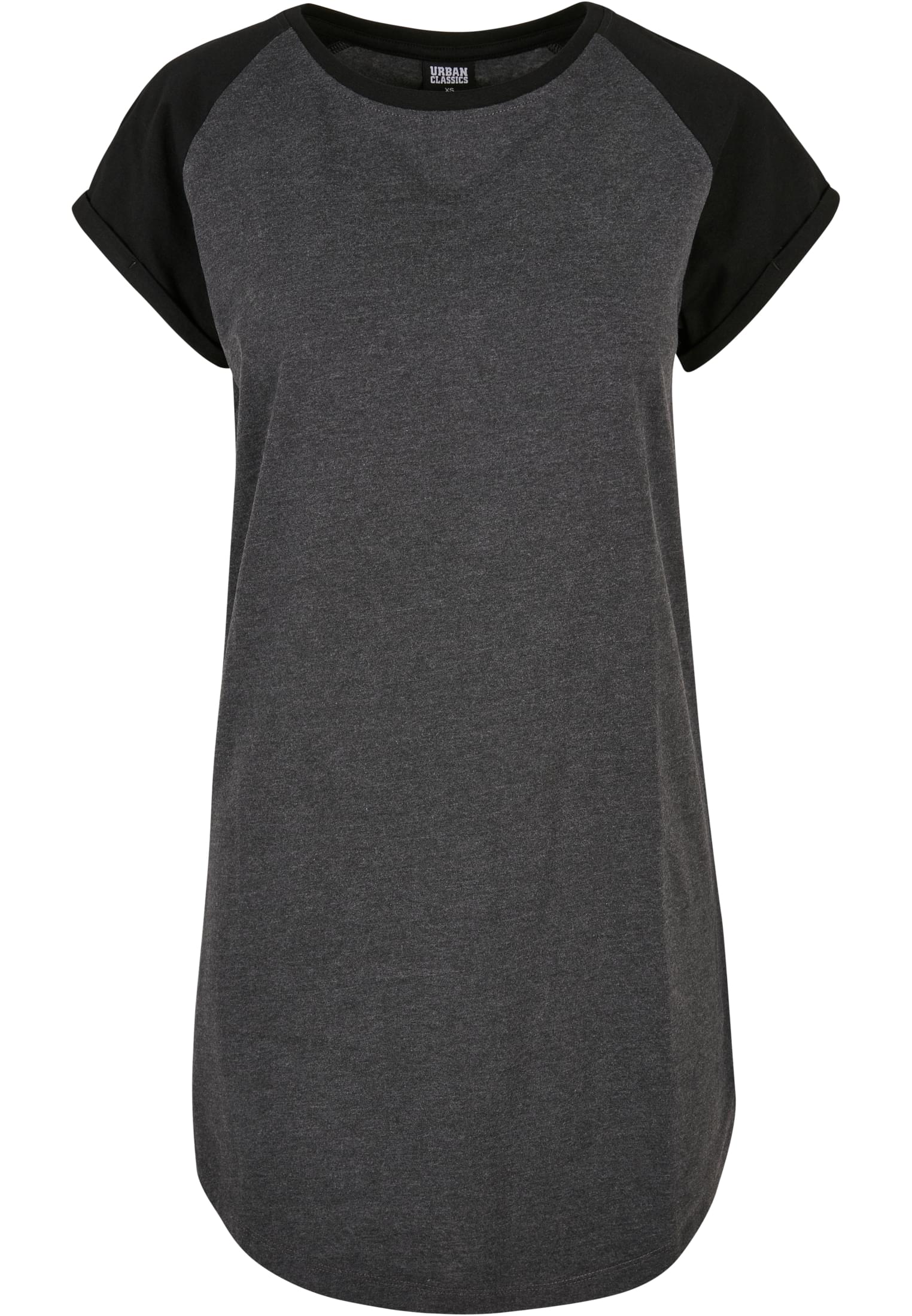 Ladies Contrast Raglan Tee Dress charcoal/black 3XL - variant image 5