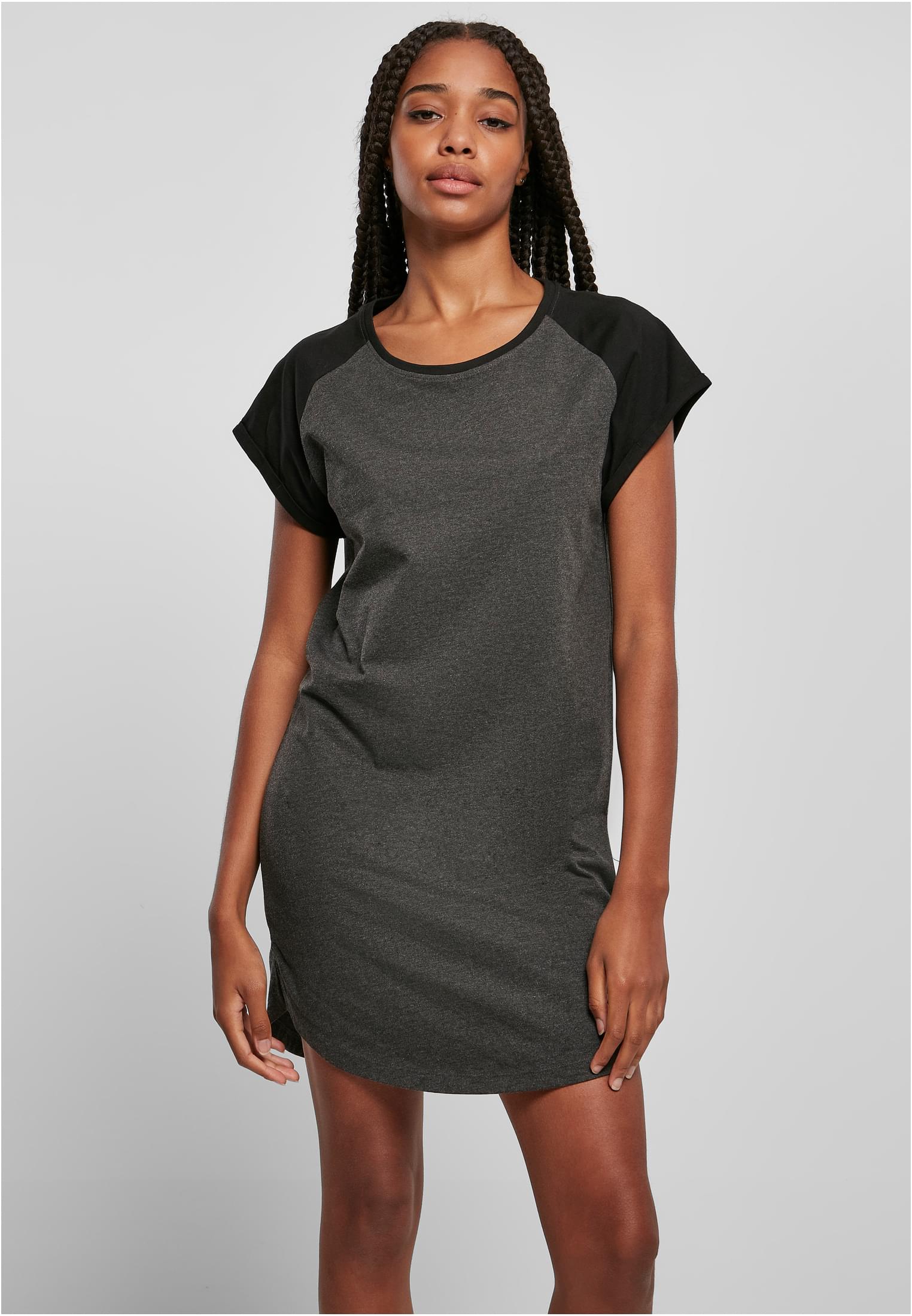 Ladies Contrast Raglan Tee Dress charcoal/black 3XL - alternate variant 1
