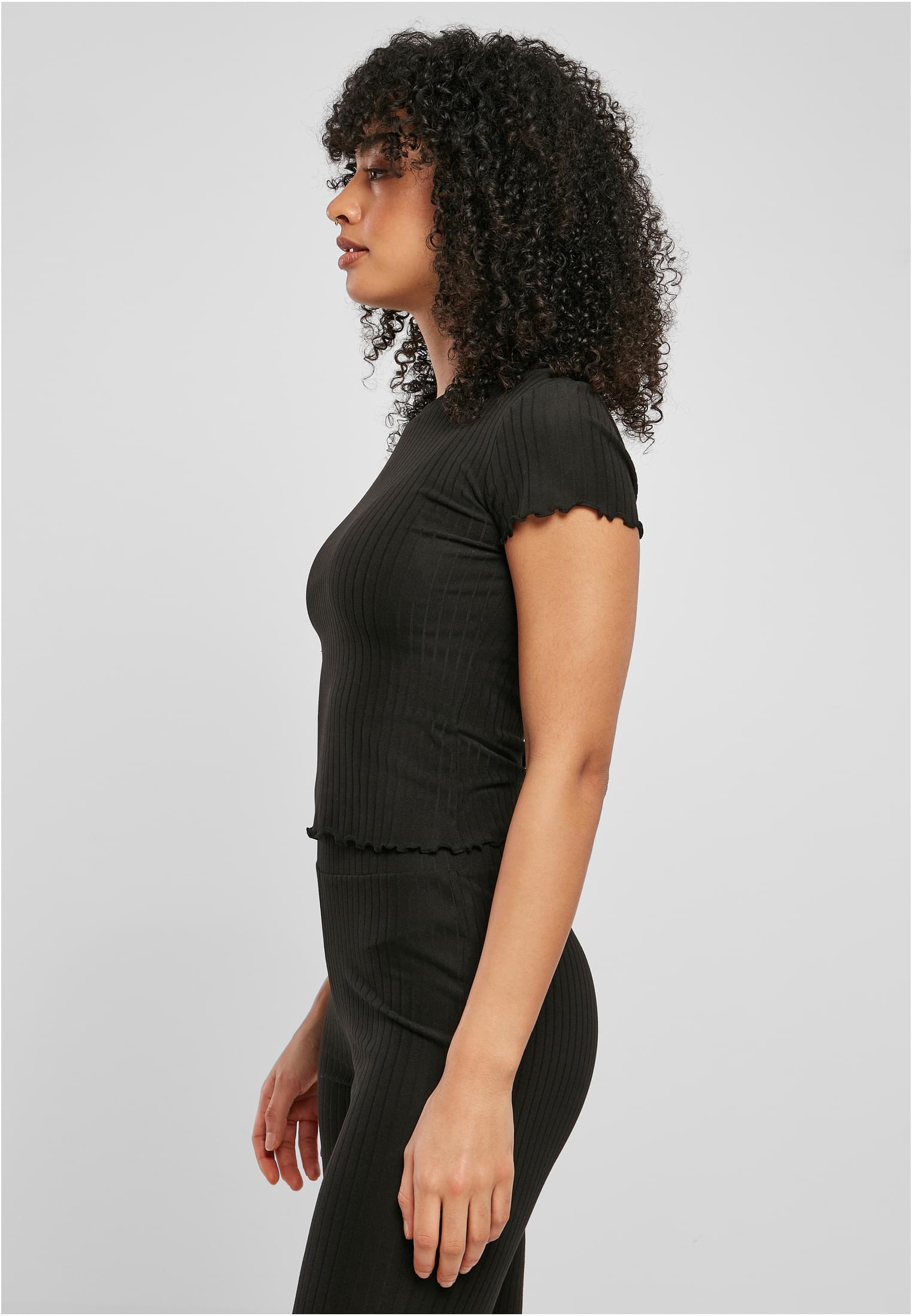 Ladies Short Rib Tee black 3XL - variant image 1