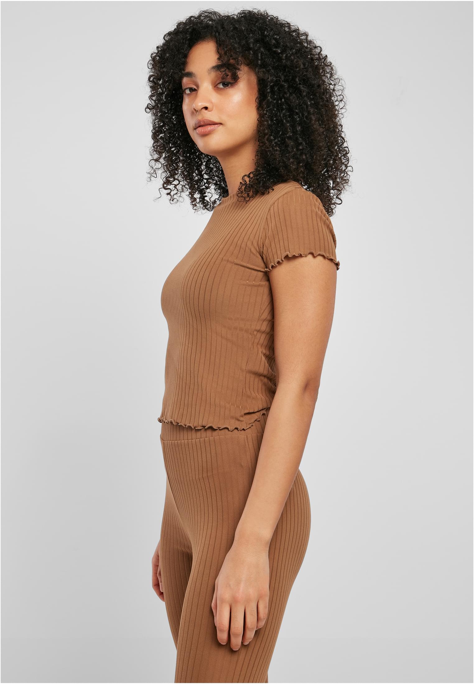 Ladies Short Rib Tee darktaupe 3XL - variant image 1