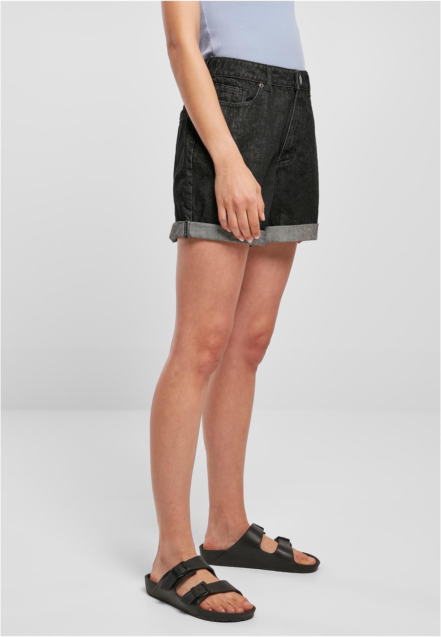 Chicas pantalones cortos boyfriend alto tiro negros lavados 26
 - variant image 3