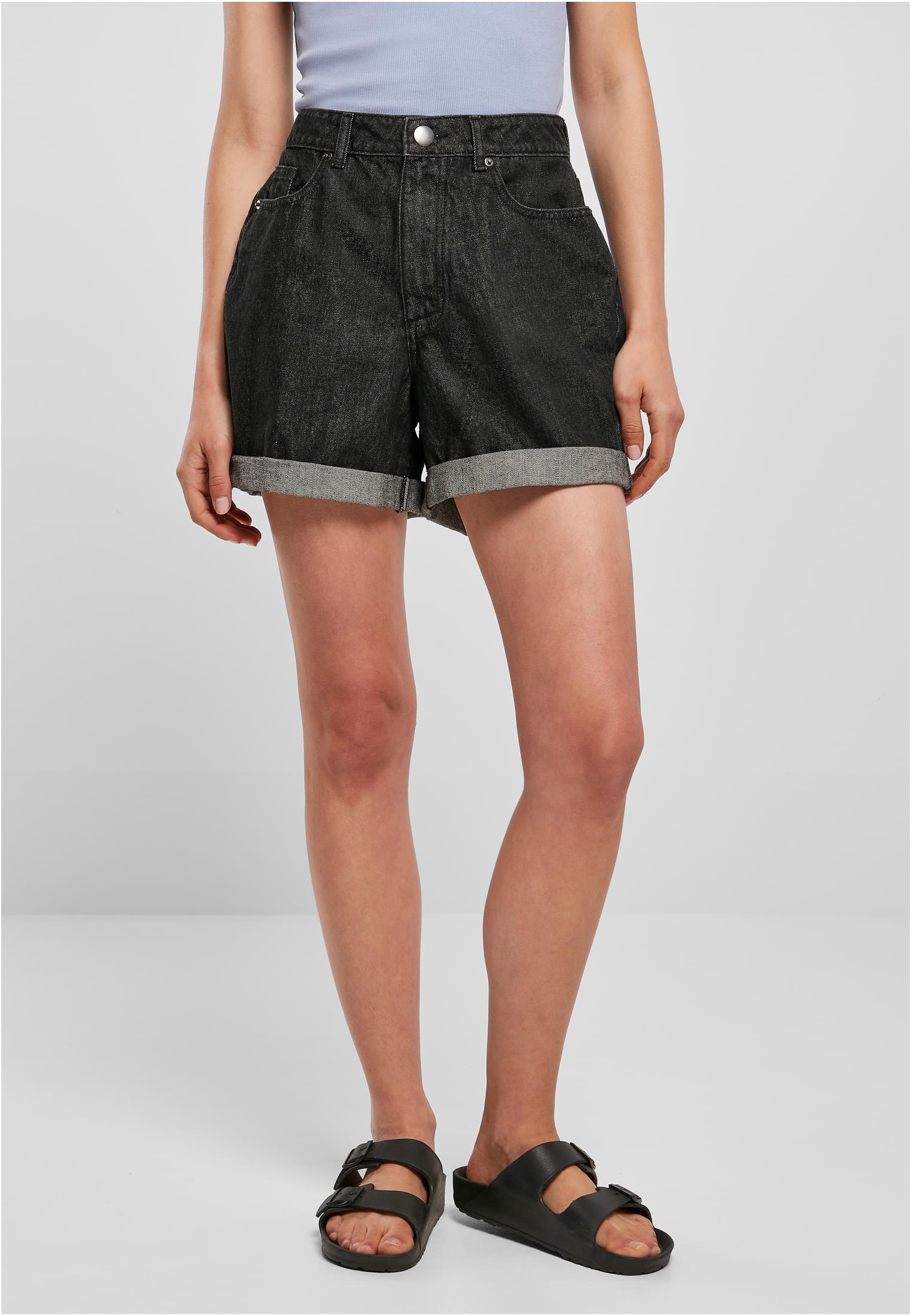 Chicas pantalones cortos boyfriend alto tiro negros lavados 26
 - alternate variant 1