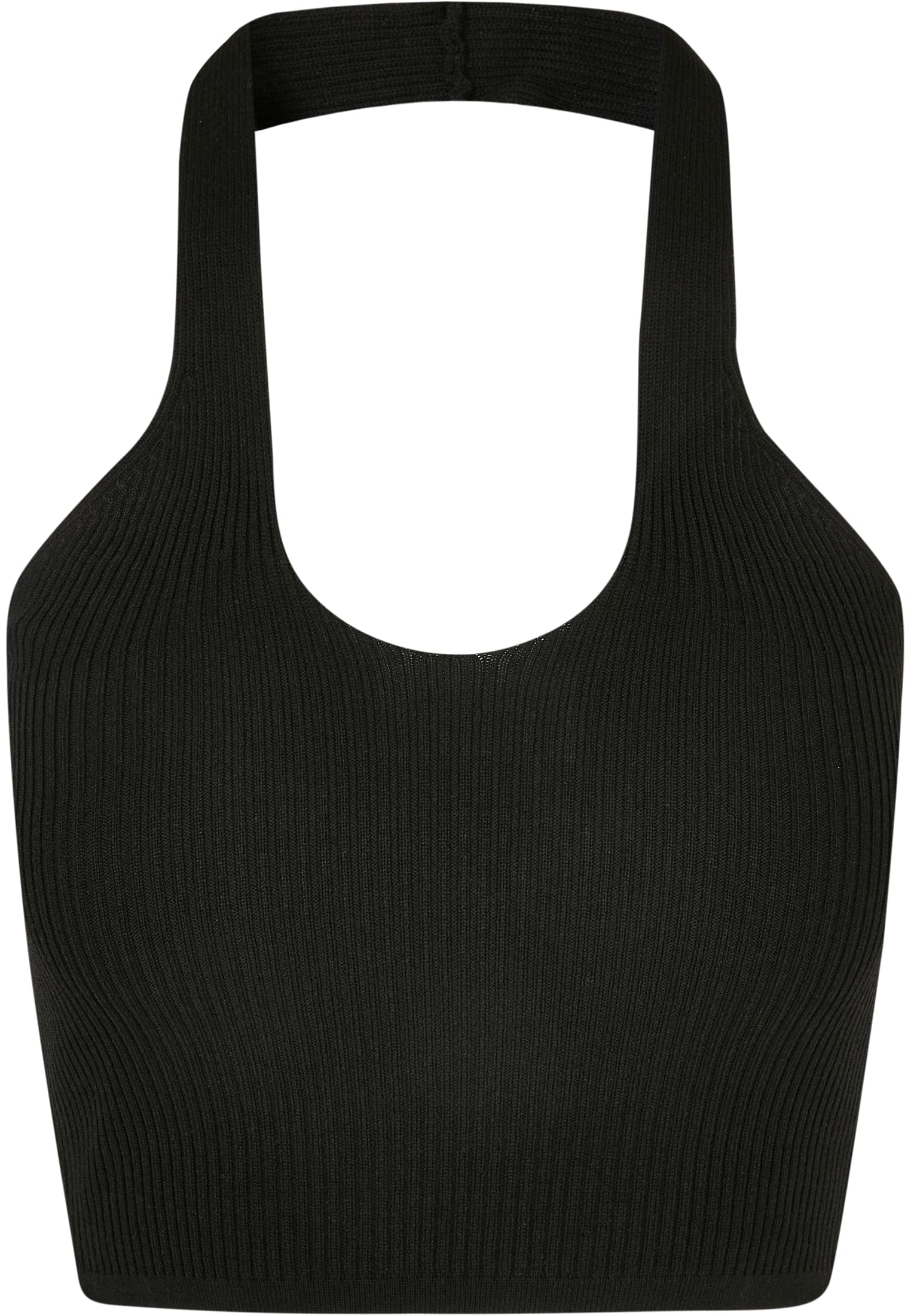 Ladies Rib Knit Crossed Neckholder Top black 3XL - variant image 5