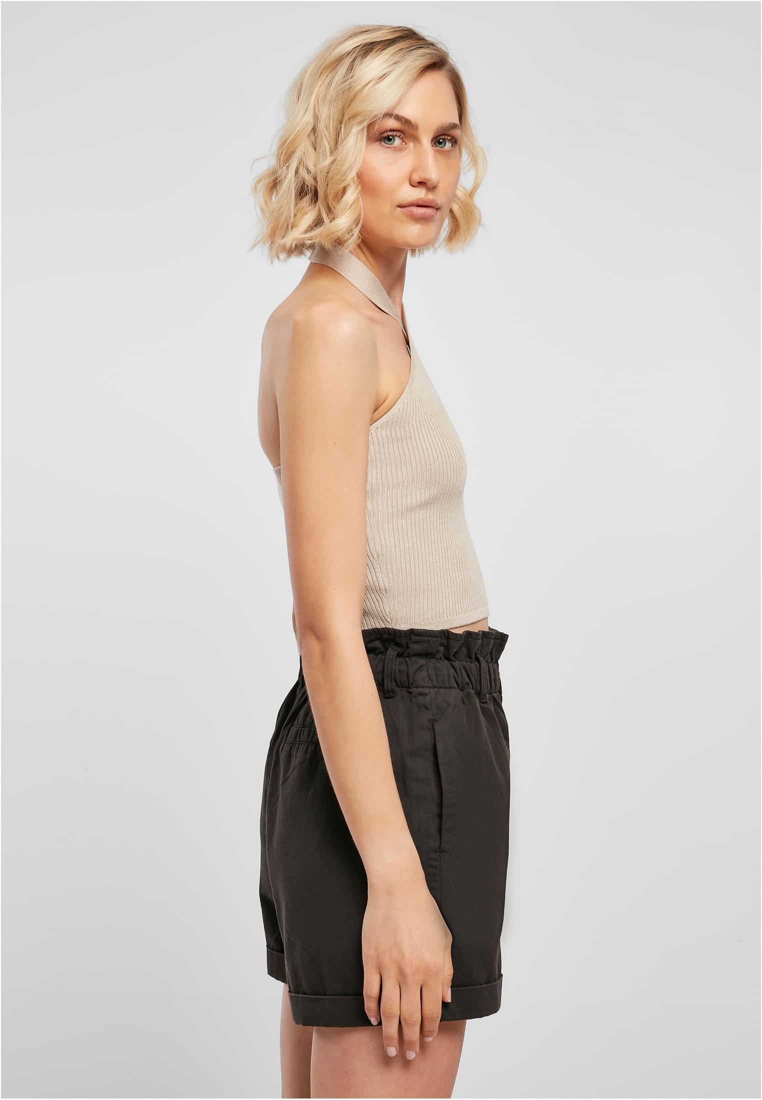 Ladies Rib Knit Crossed Neckholder Top lighttaupe 3XL - variant image 3