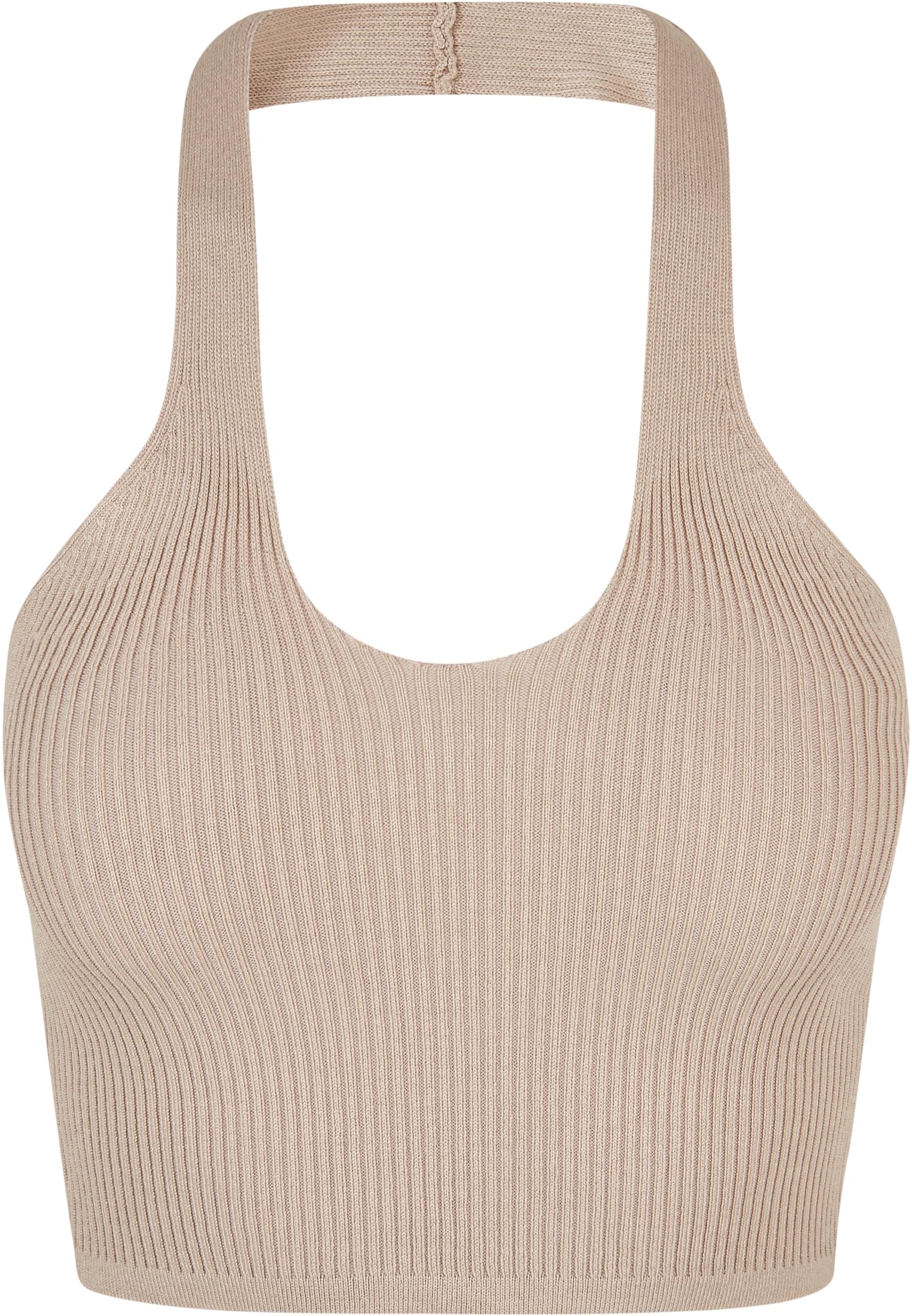 Ladies Rib Knit Crossed Neckholder Top lighttaupe 3XL - variant image 5