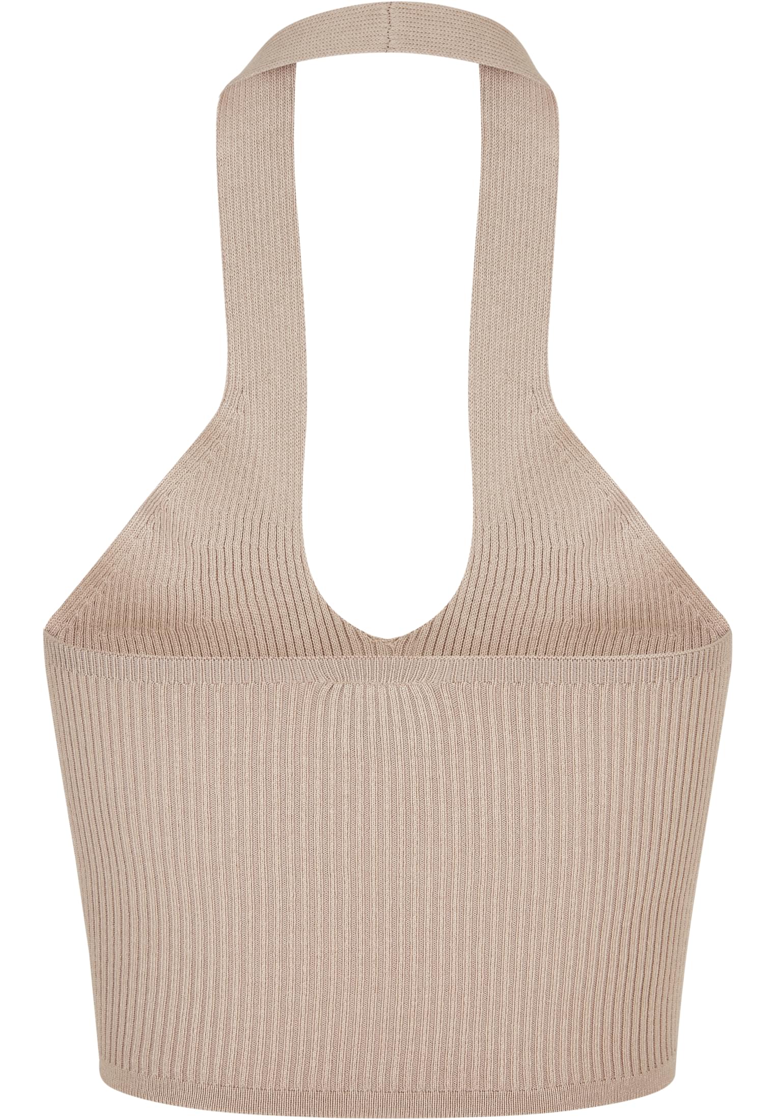 Ladies Rib Knit Crossed Neckholder Top lighttaupe 3XL - variant image 6