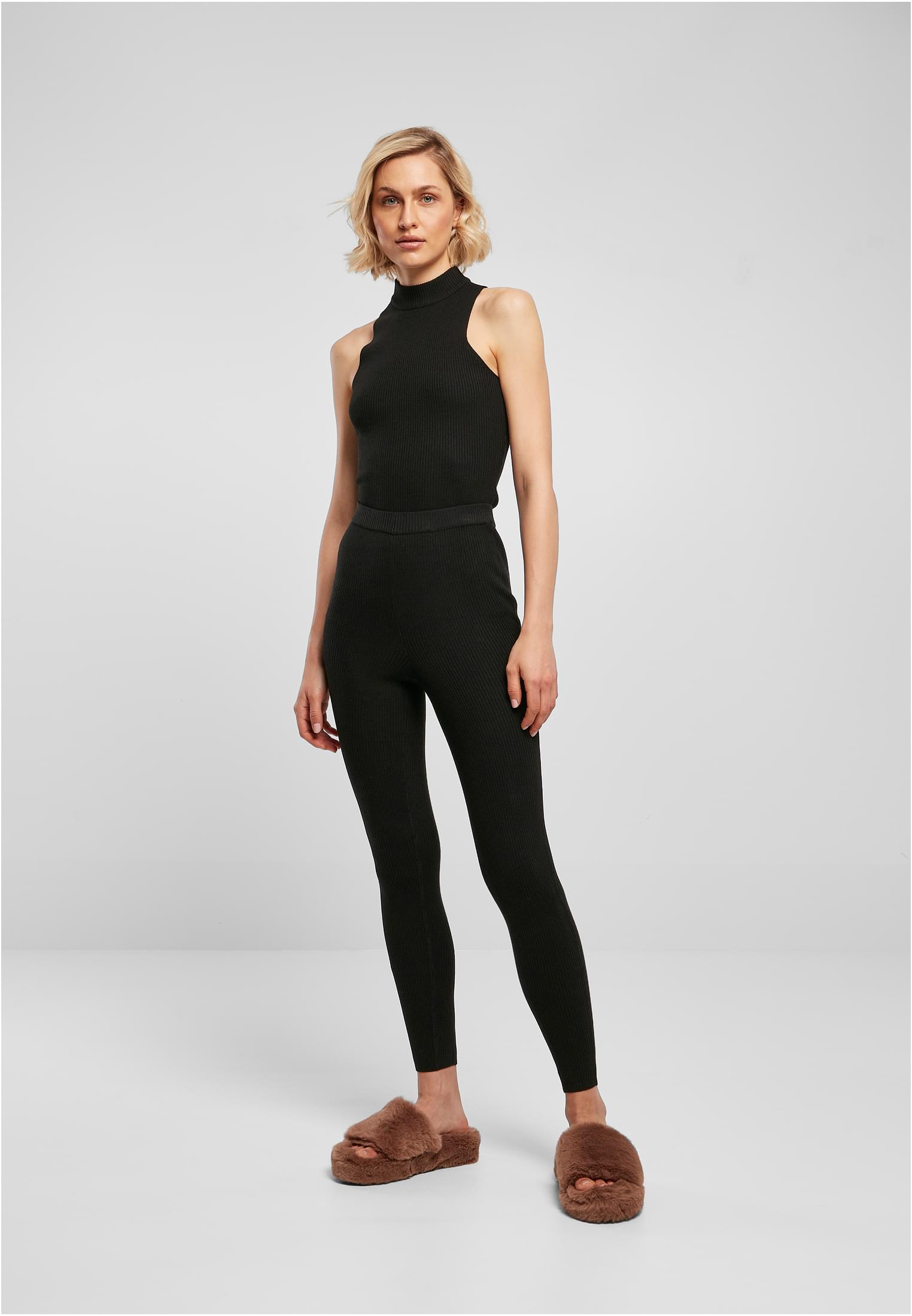 Ladies Rib Knit Leggings black 3XL - variant image 4