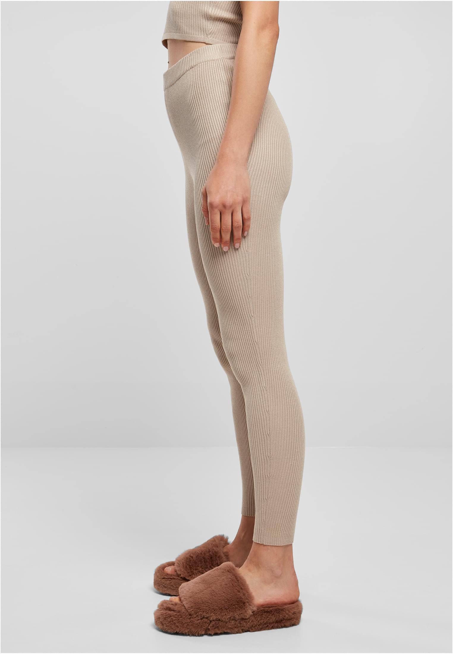 Ladies Rib Knit Leggings lighttaupe 3XL - variant image 1