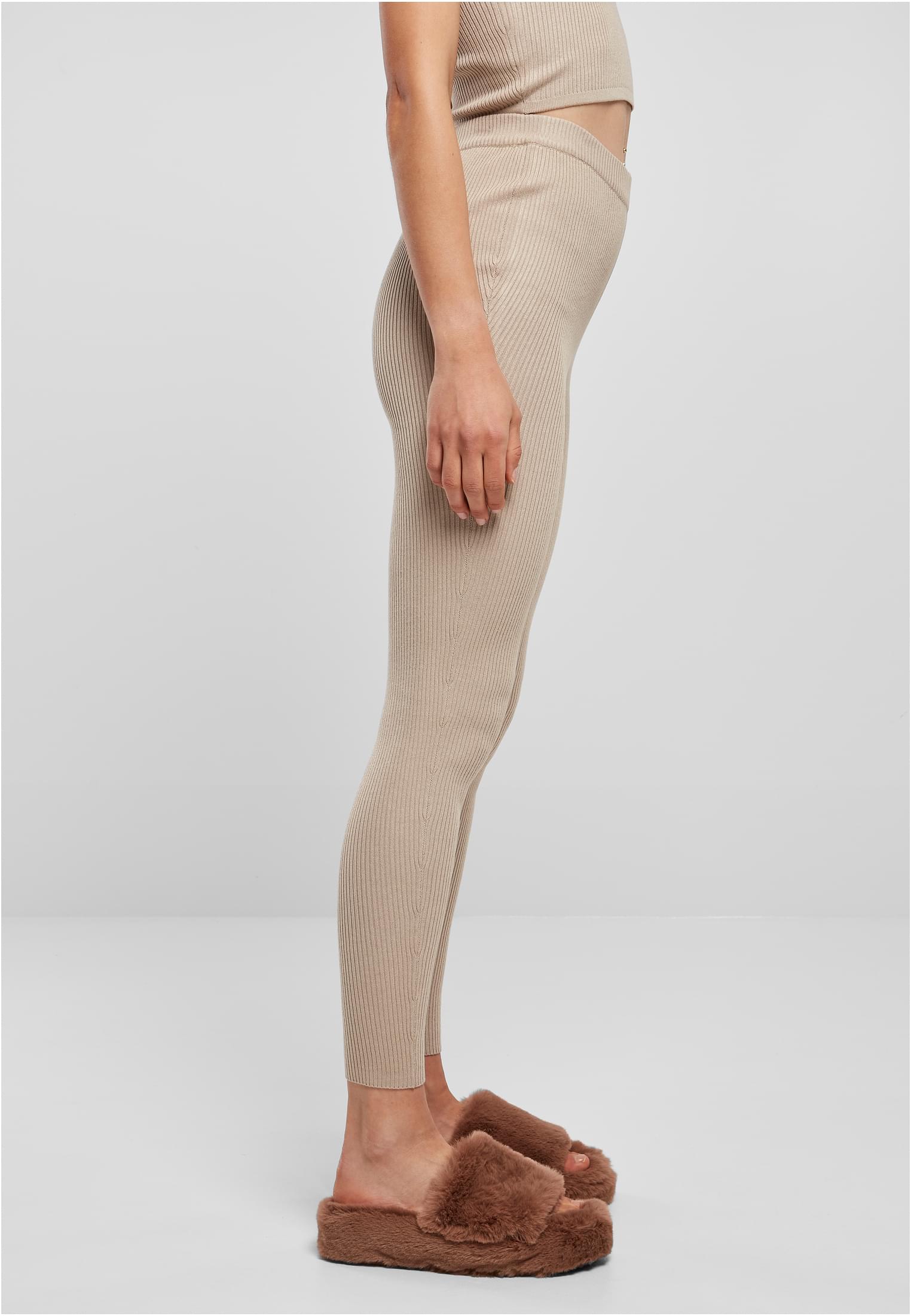 Ladies Rib Knit Leggings lighttaupe 3XL - variant image 3