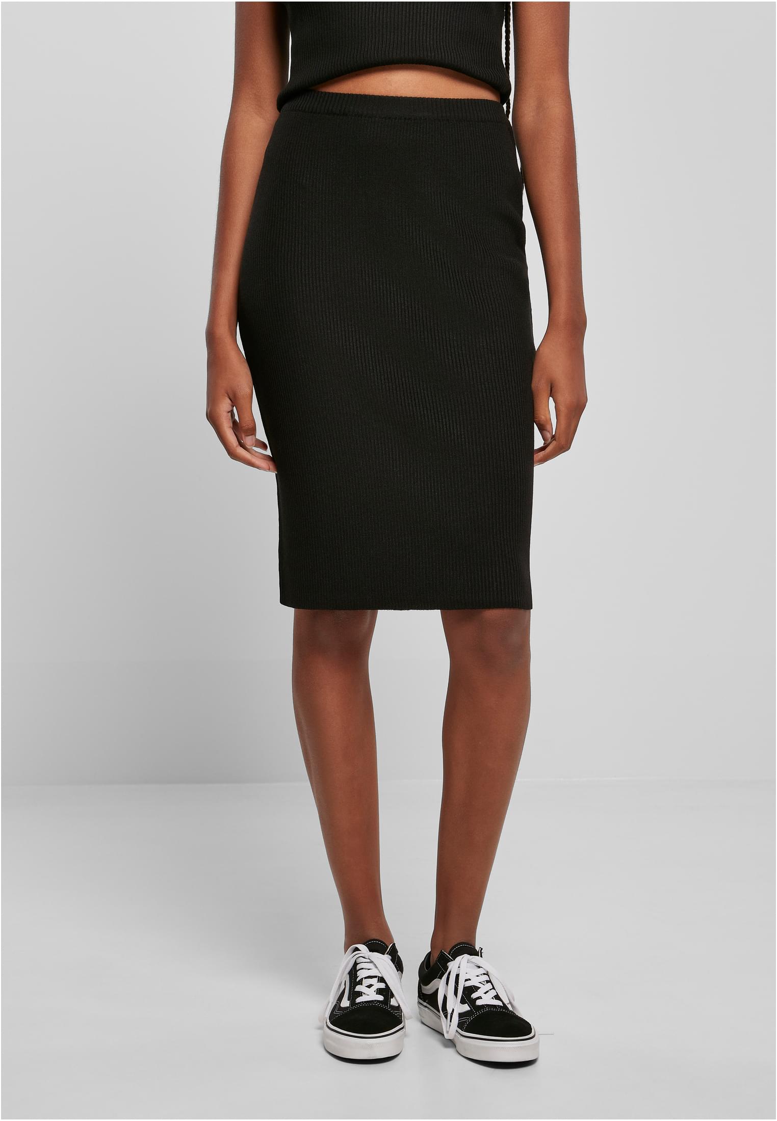 Ladies Rib Knit Midi Skirt black 3XL - alternate variant 1