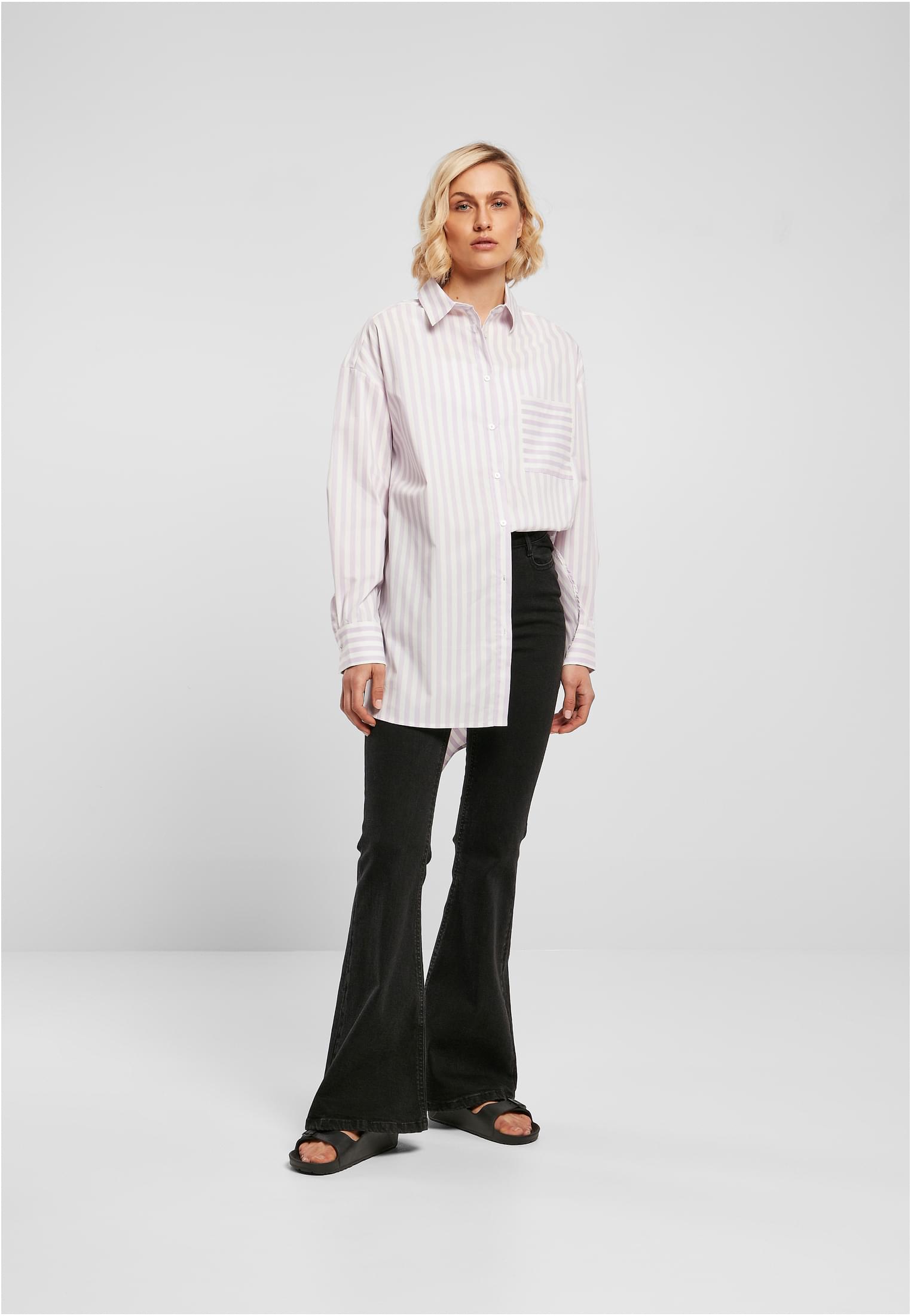 Ladies Oversized Stripe Shirt white/lilac 3XL - variant image 4