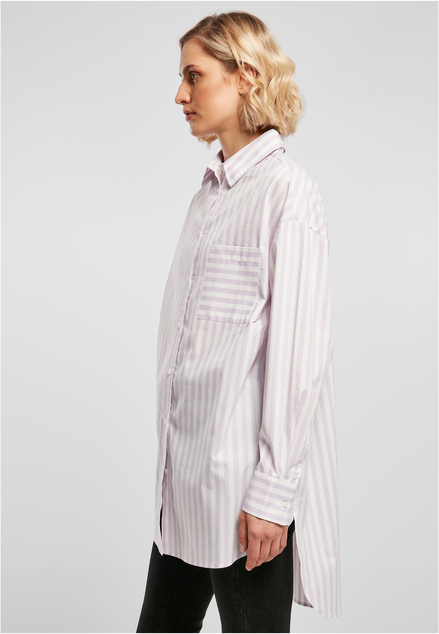 Ladies Oversized Stripe Shirt white/lilac 3XL - variant image 1