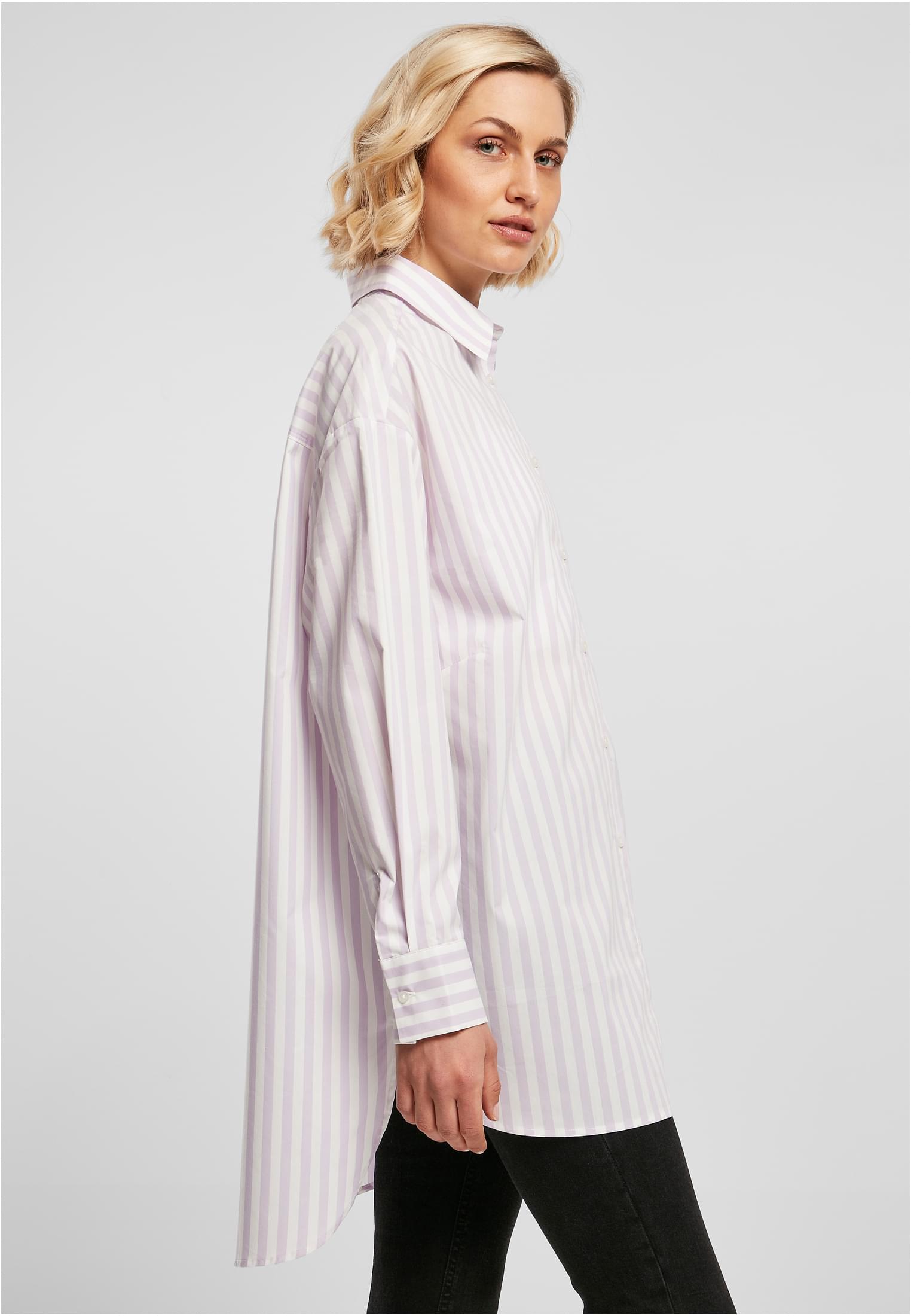Ladies Oversized Stripe Shirt white/lilac 3XL - variant image 3