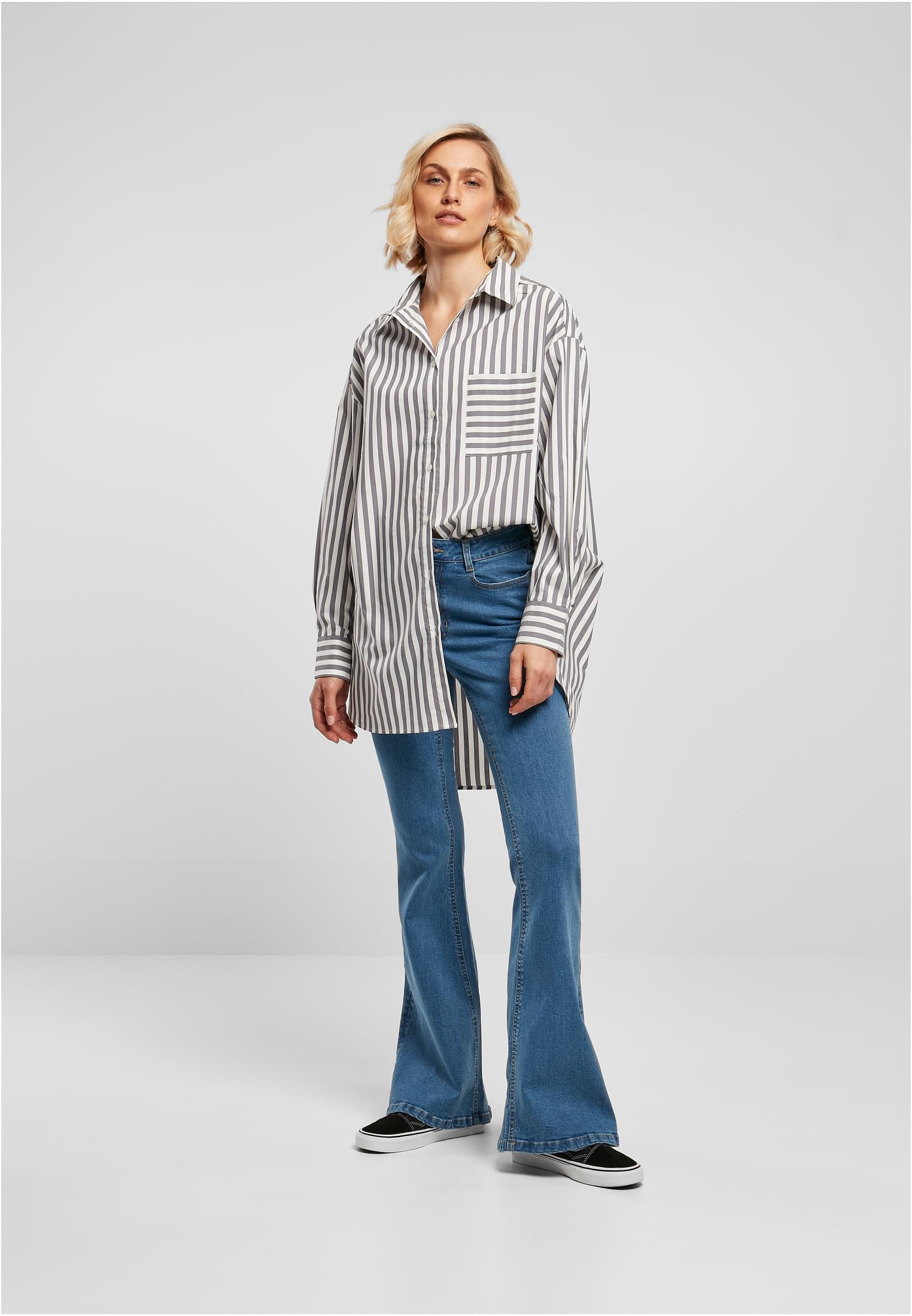 Ladies Oversized Stripe Shirt white/darkshadow 3XL - variant image 4