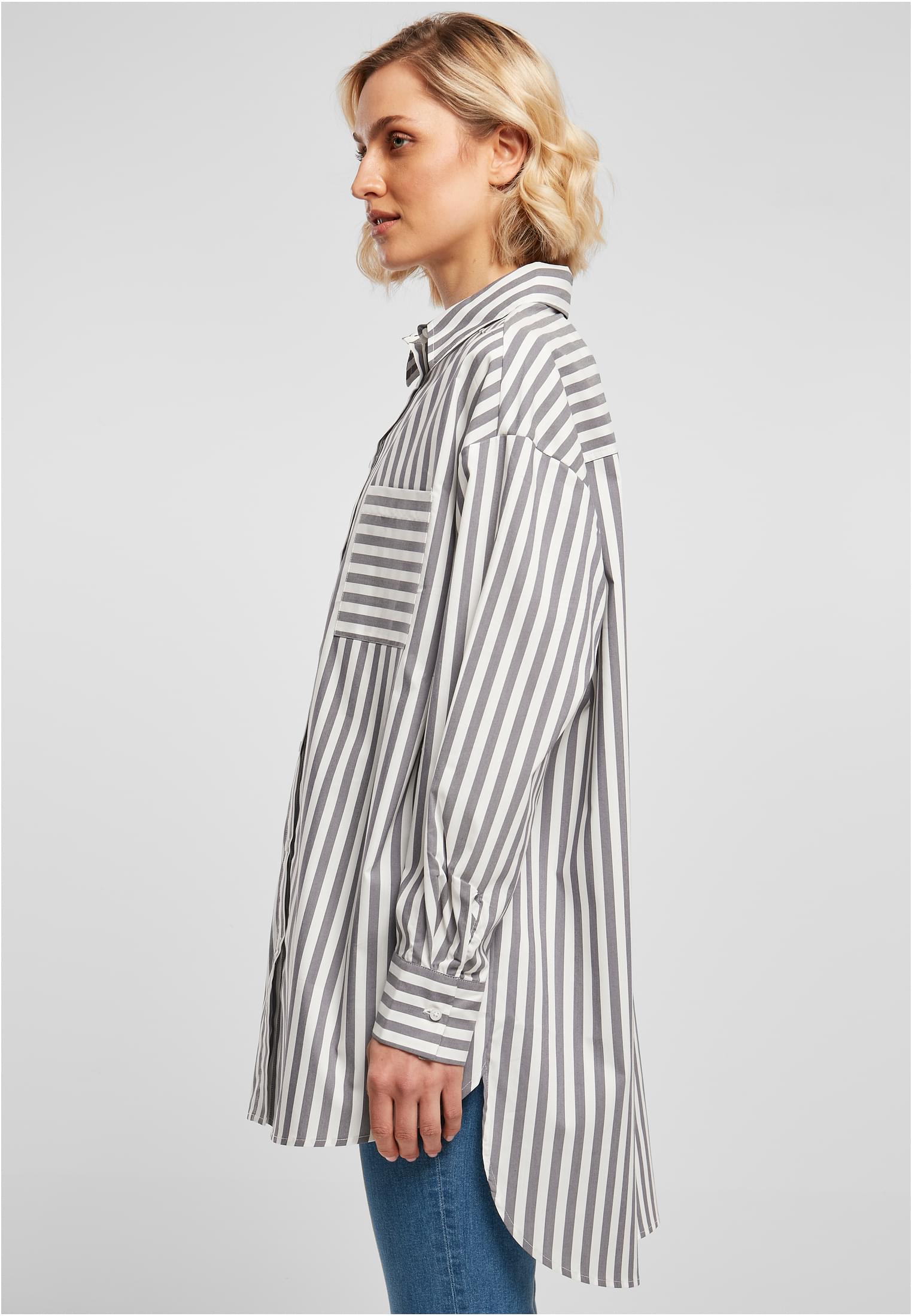 Ladies Oversized Stripe Shirt white/darkshadow 3XL - variant image 1