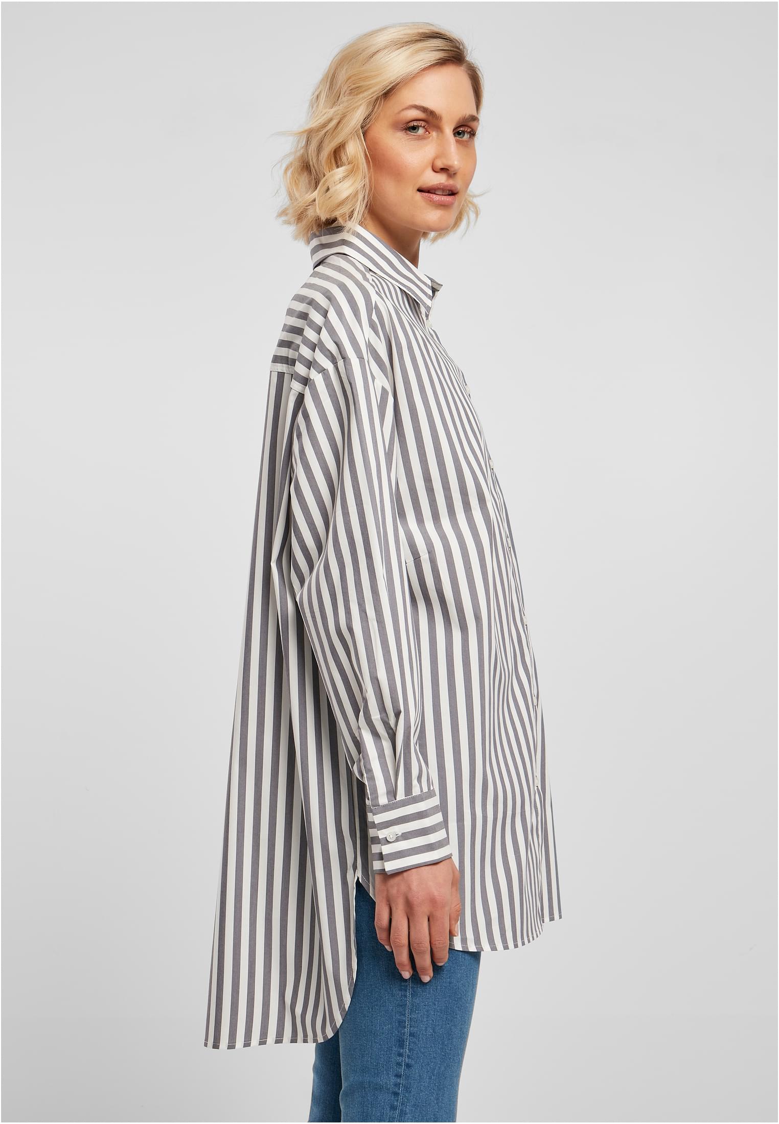 Ladies Oversized Stripe Shirt white/darkshadow 3XL - variant image 3