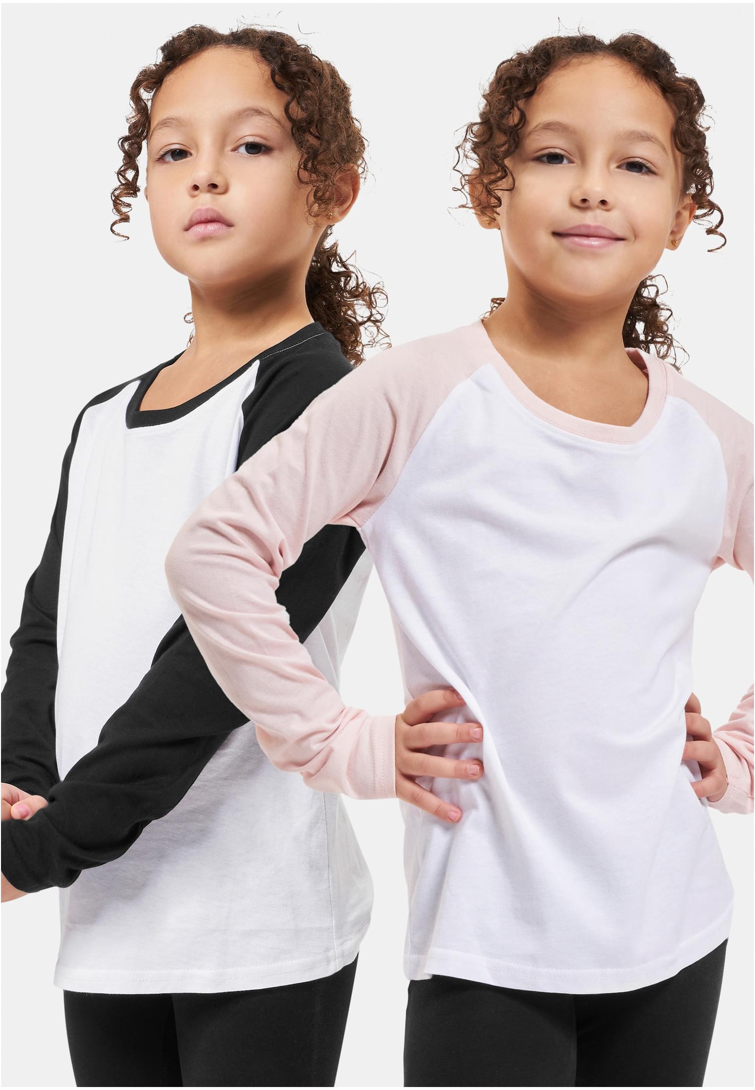 Filles Contrast Raglan Long Sleeve 2-Pack blanc/rose+blanc/noir 110/116
 - alternate variant 1