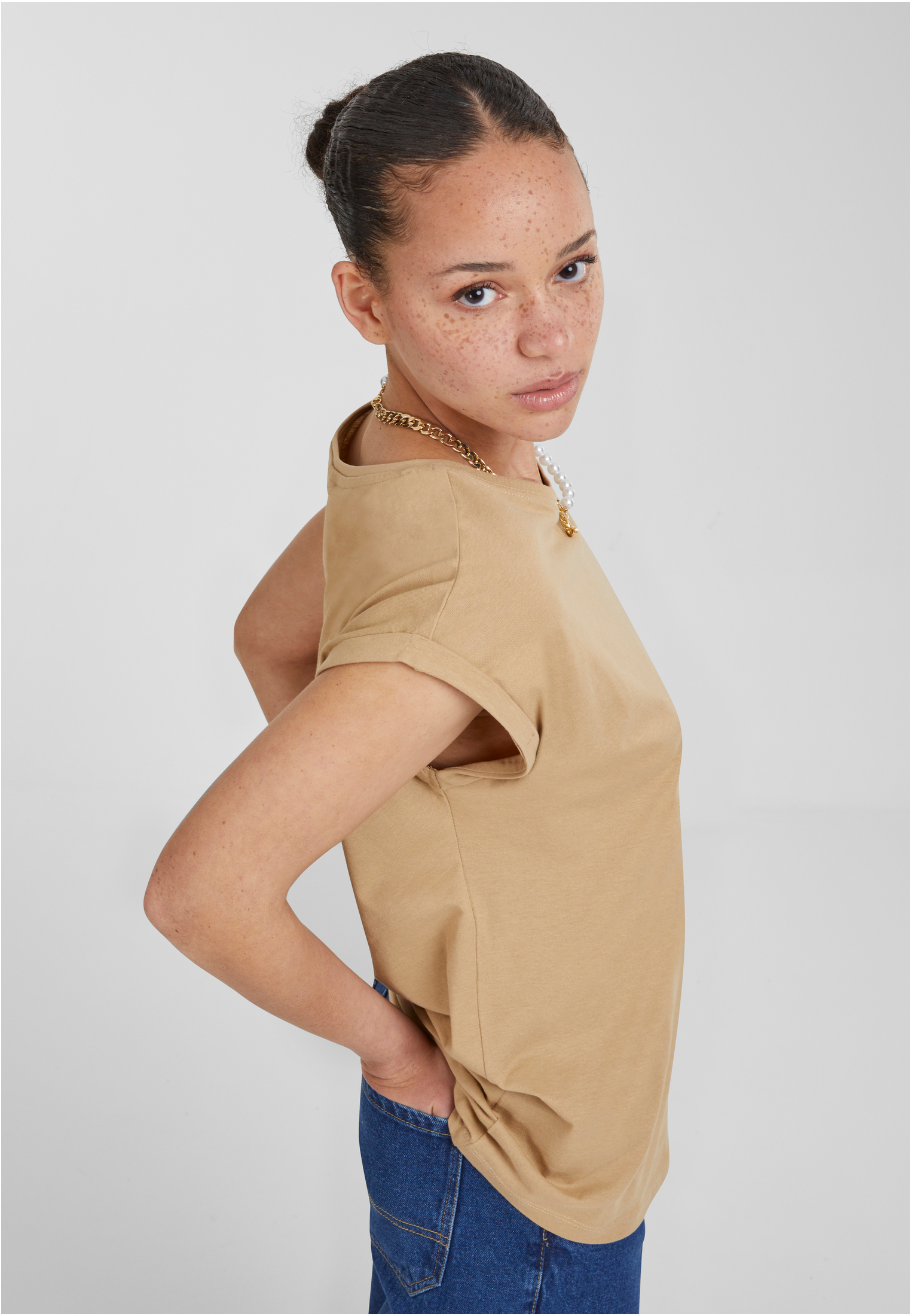 Ladies Extended Shoulder Tee unionbeige 3XL - variant image 6