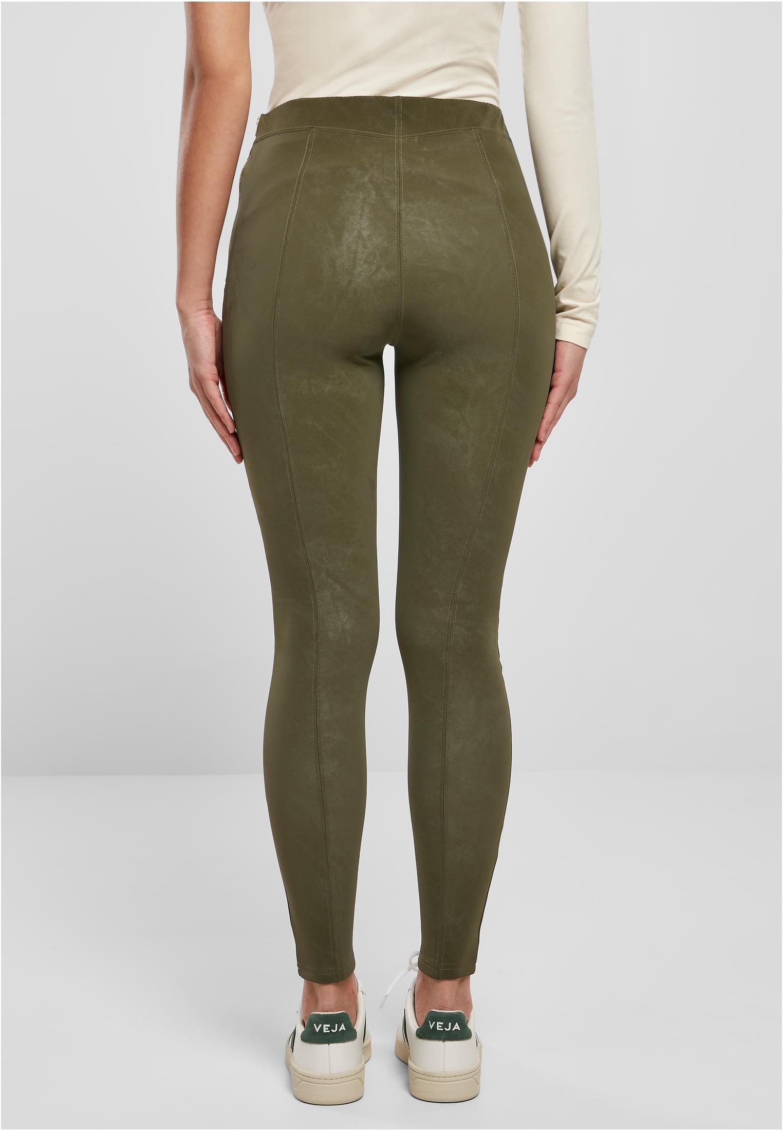 Ladies Washed Faux Leather Pants olive 3XL - variant image 2