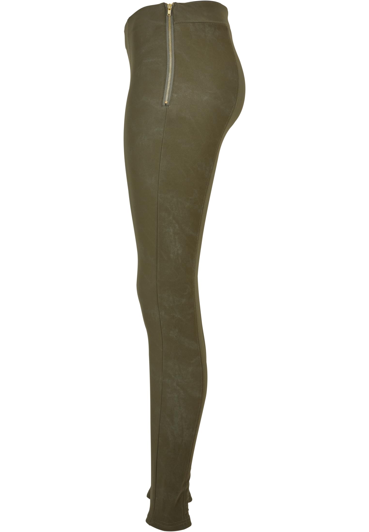 Ladies Washed Faux Leather Pants olive 3XL - variant image 6