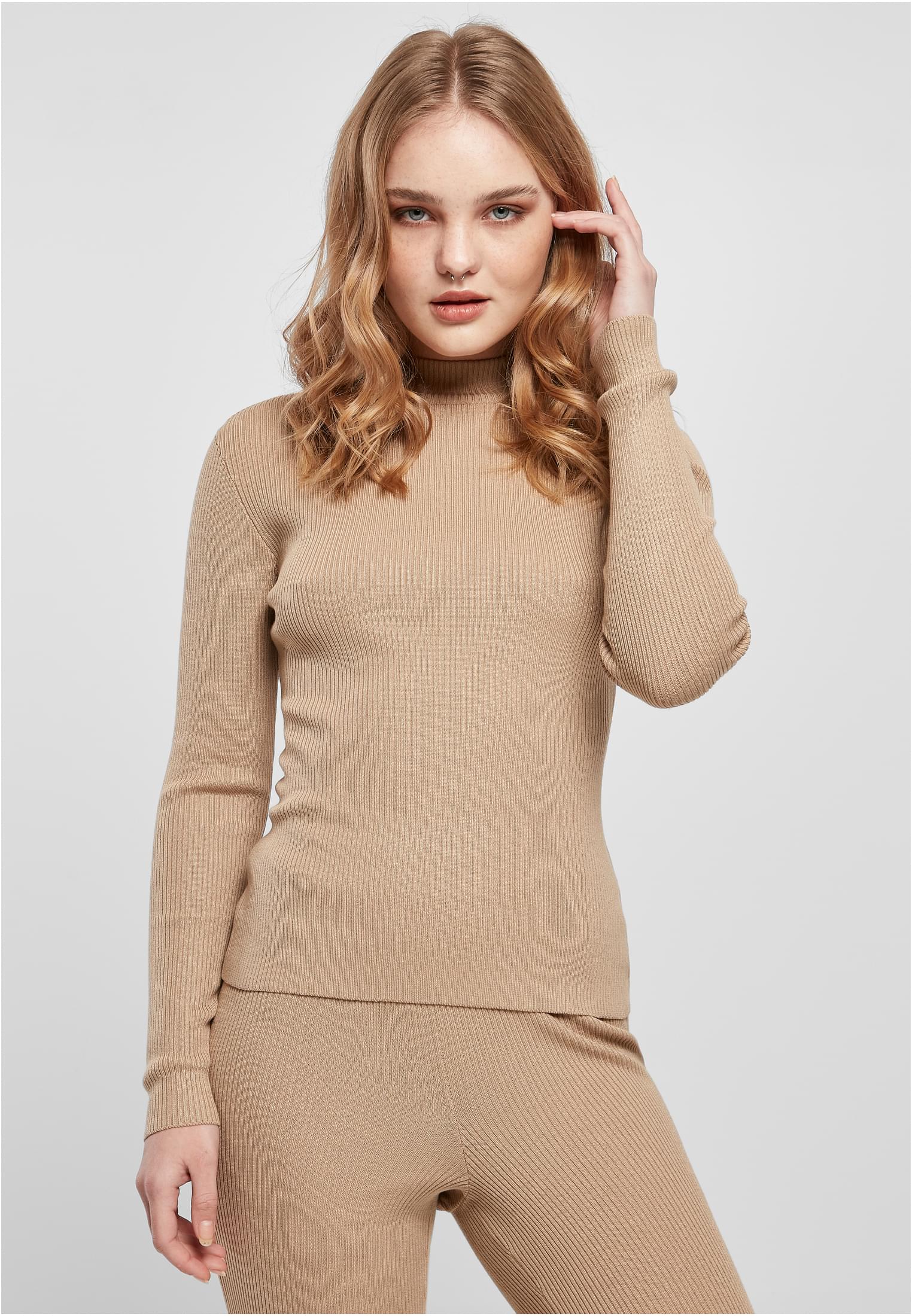 Ladies Rib Knit Turtelneck Sweater unionbeige 3XL - alternate variant 3