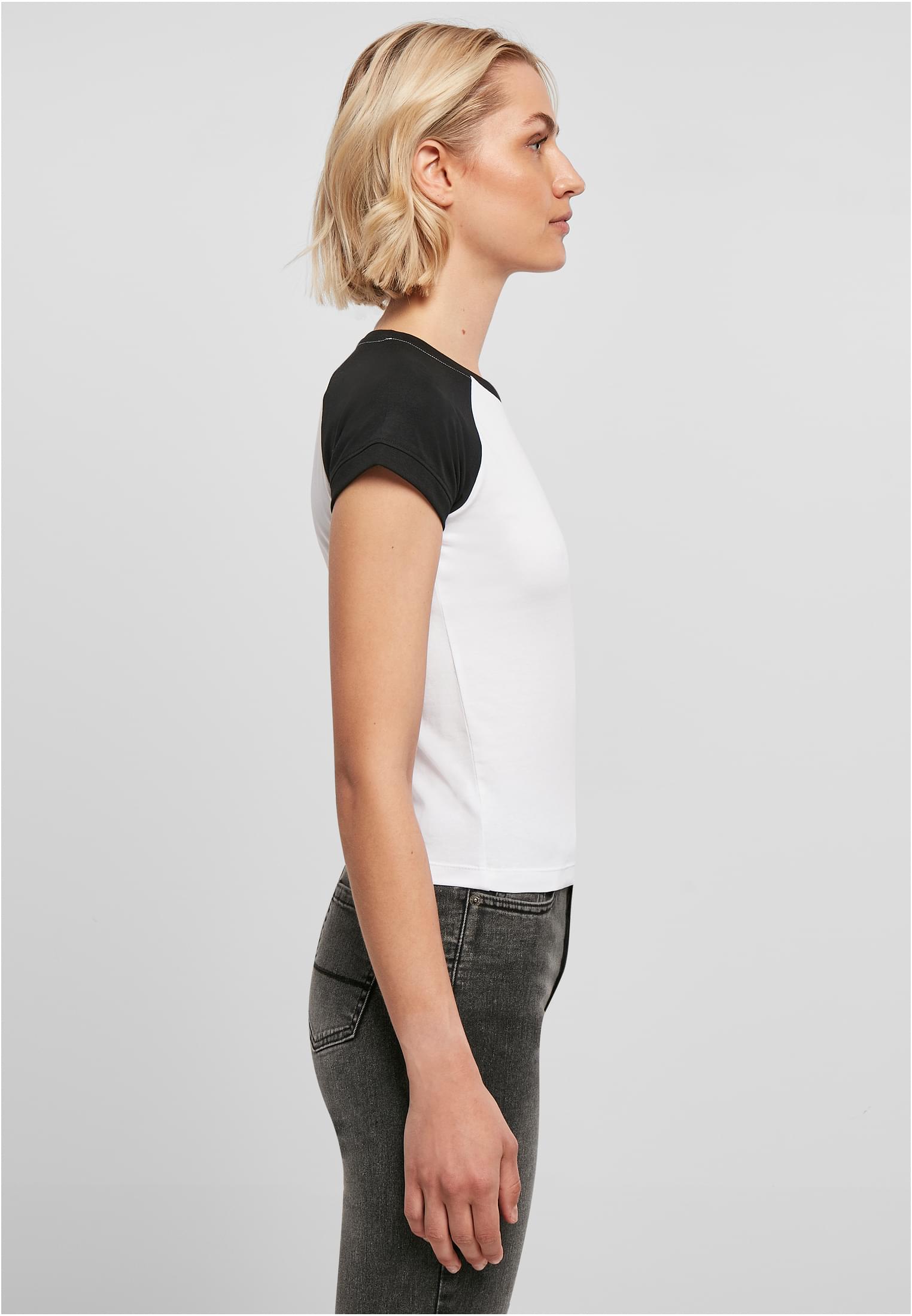 Ladies Organic Stretch Short Retro Baseball Tee white/black 3XL - variant image 3