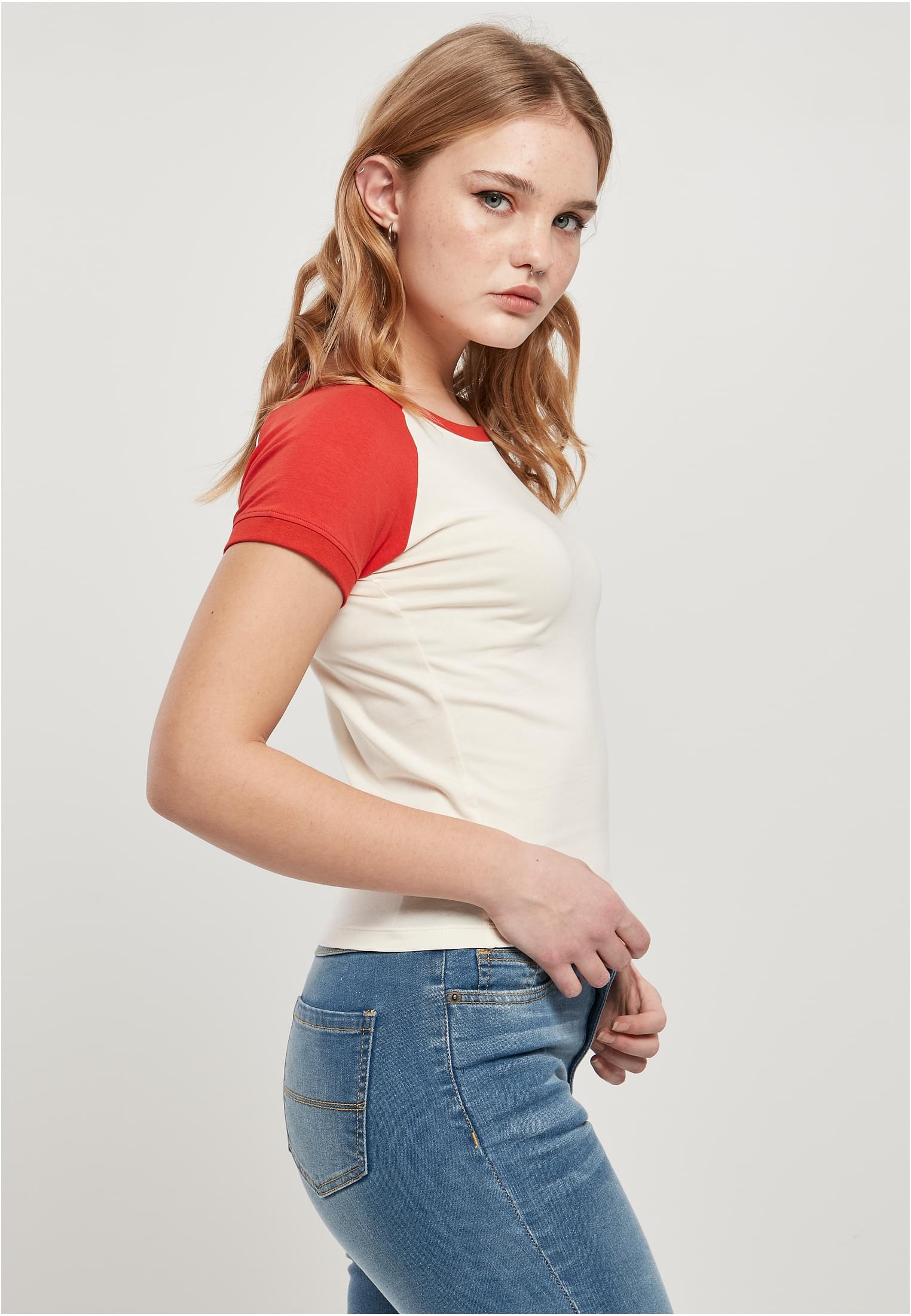 Ladies Organic Stretch Short Retro Baseball Tee whitesand/hugered 3XL - variant image 3