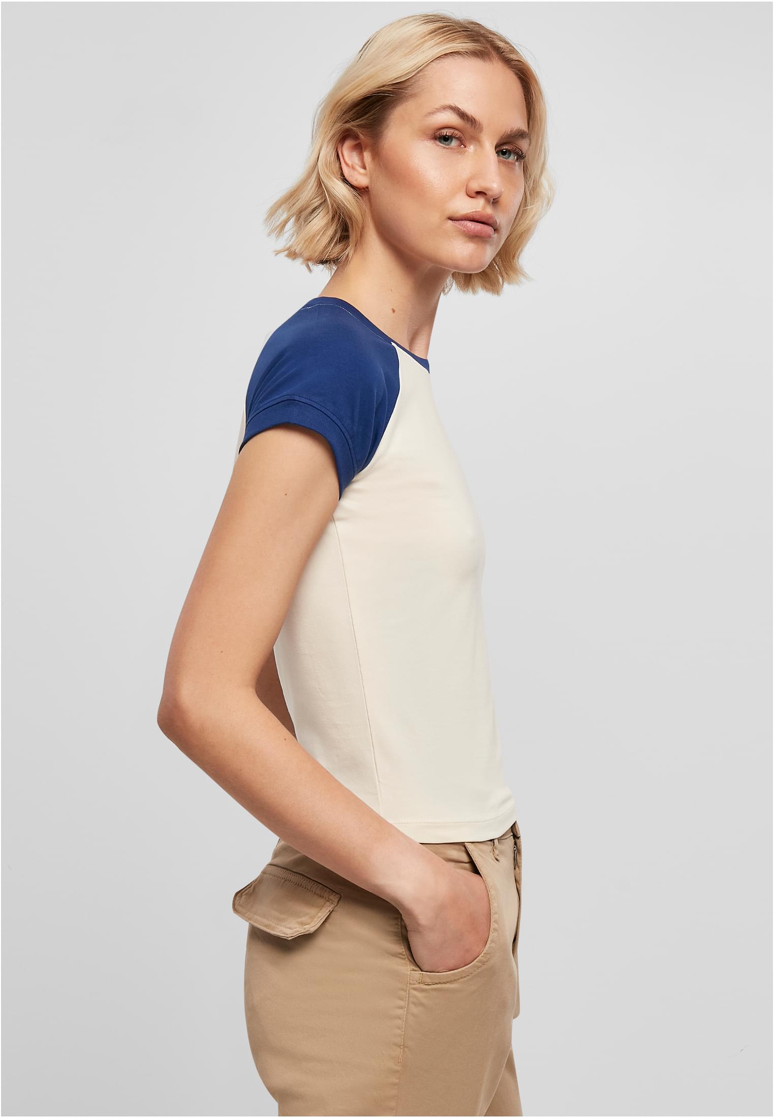 Ladies Organic Stretch Short Retro Baseball Tee whitesand/spaceblue 3XL - variant image 3