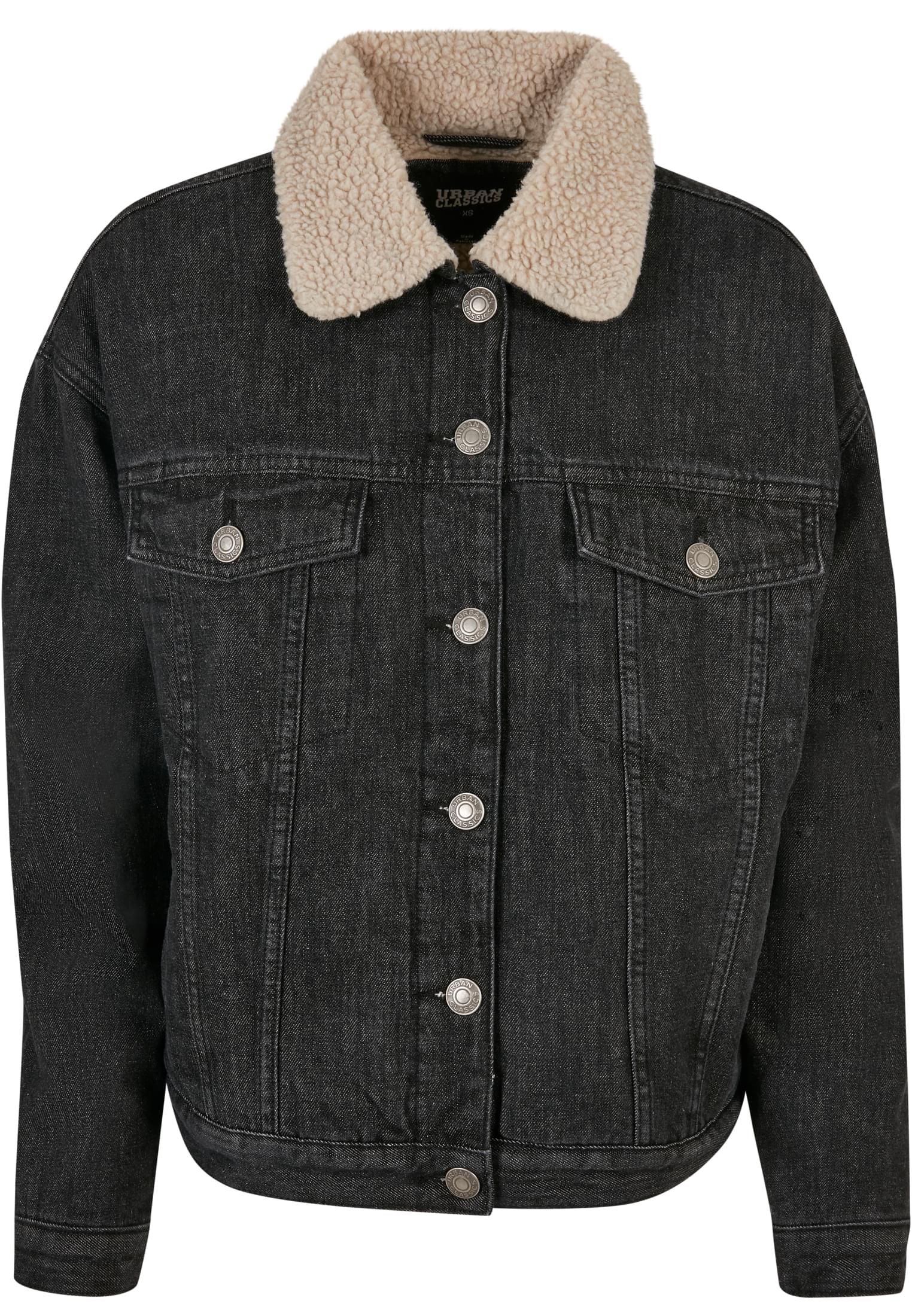 Ladies Oversized Sherpa Denim Jacket black washed 3XL - variant image 5