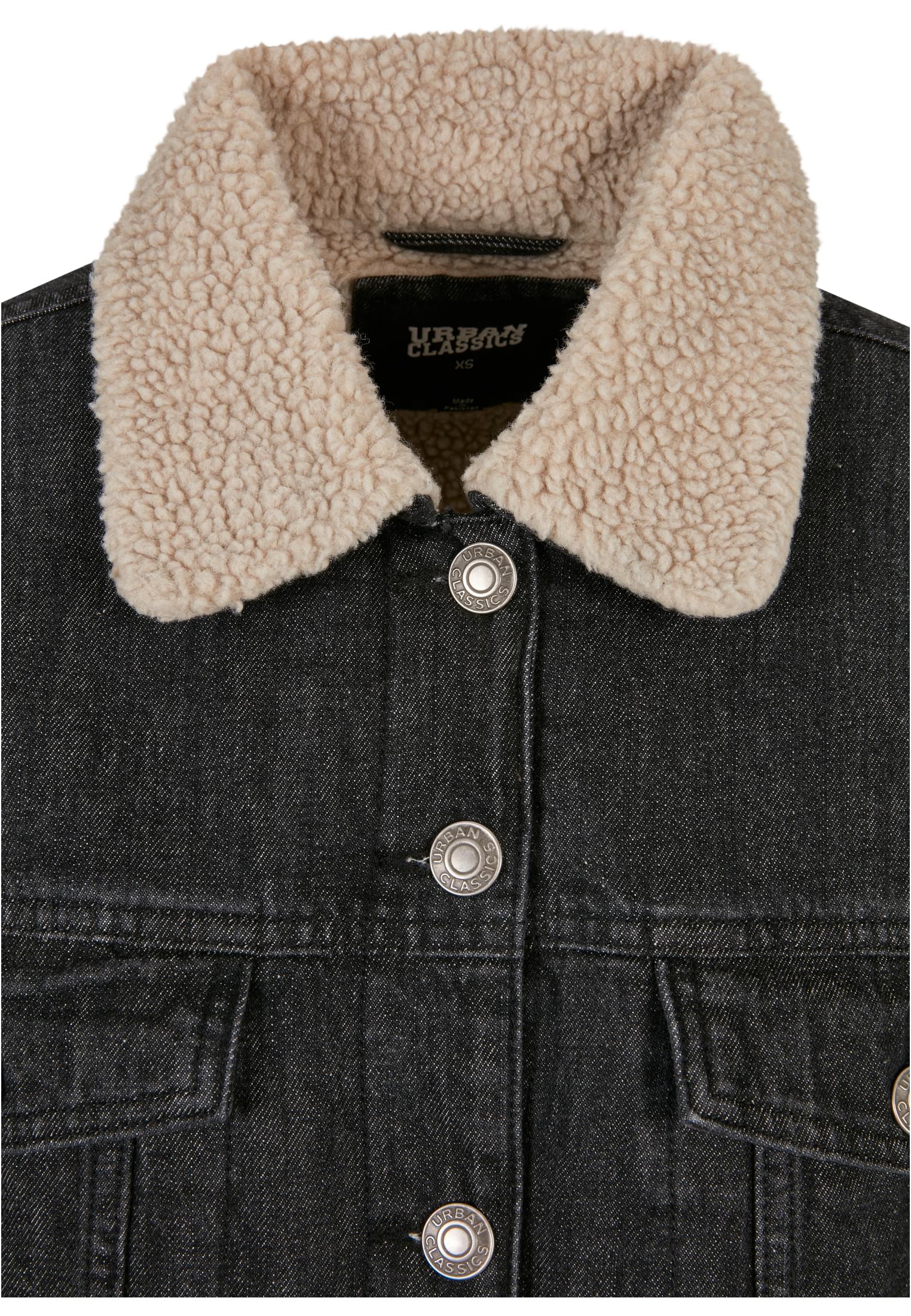 Ladies Oversized Sherpa Denim Jacket black washed 3XL - variant image 7