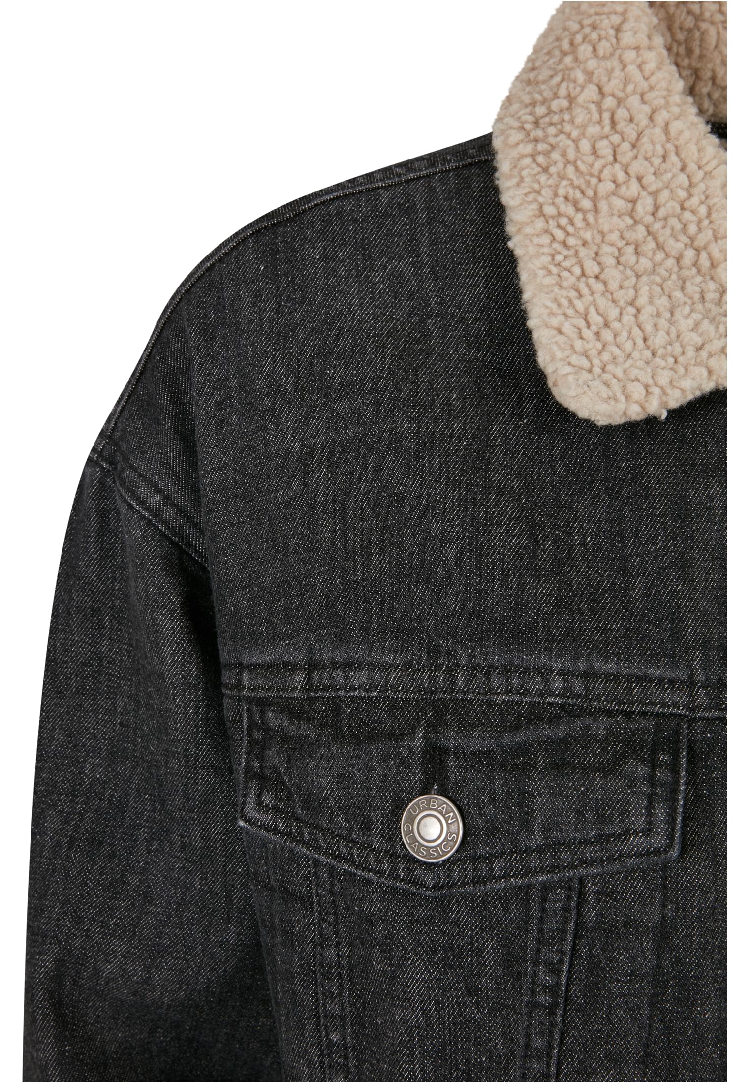 Ladies Oversized Sherpa Denim Jacket black washed 3XL - variant image 8