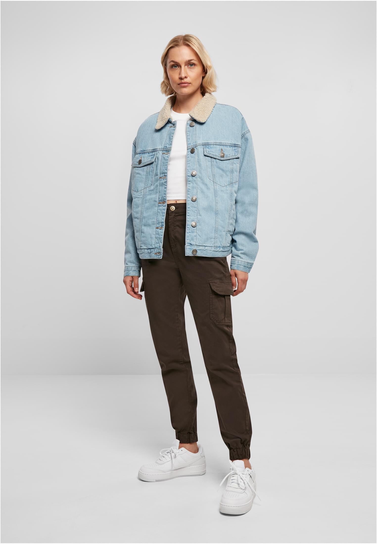 Ladies Oversized Sherpa Denim Jacket clearblue bleached L - variant image 4