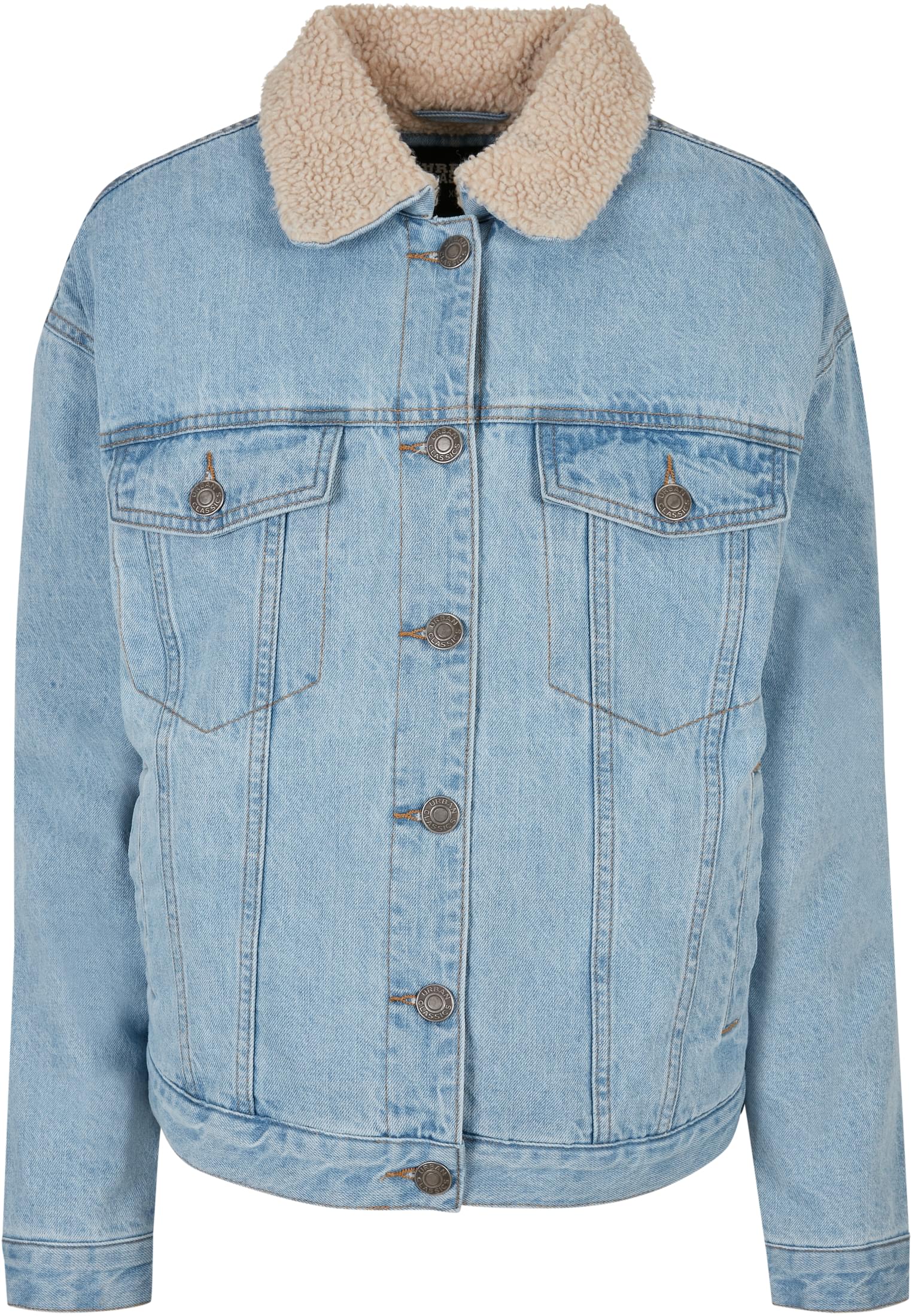 Ladies Oversized Sherpa Denim Jacket clearblue bleached L - variant image 5