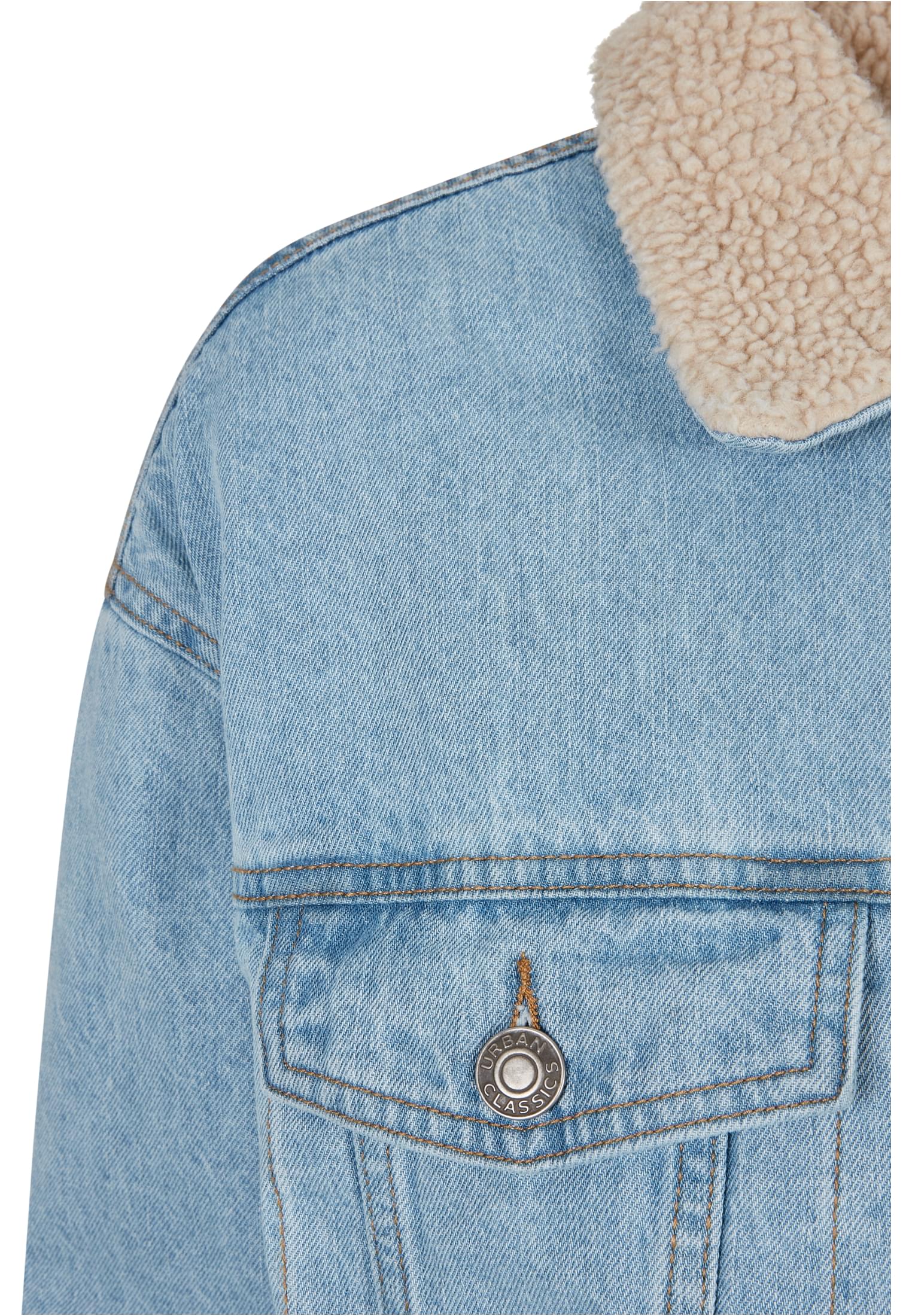Ladies Oversized Sherpa Denim Jacket clearblue bleached L - variant image 8