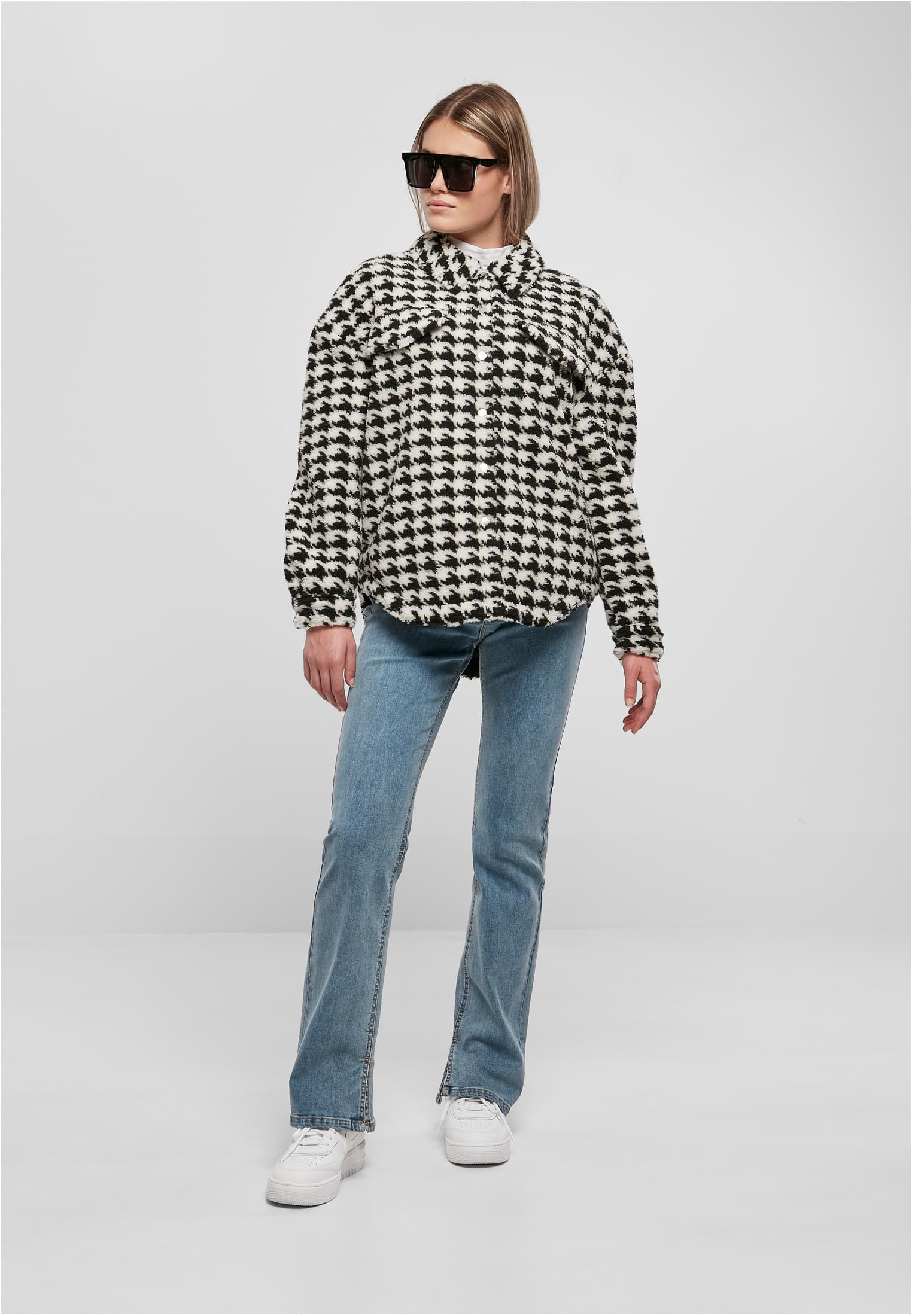 Ladies AOP Sherpa Overshirt blackhoundstooth 3XL - variant image 4