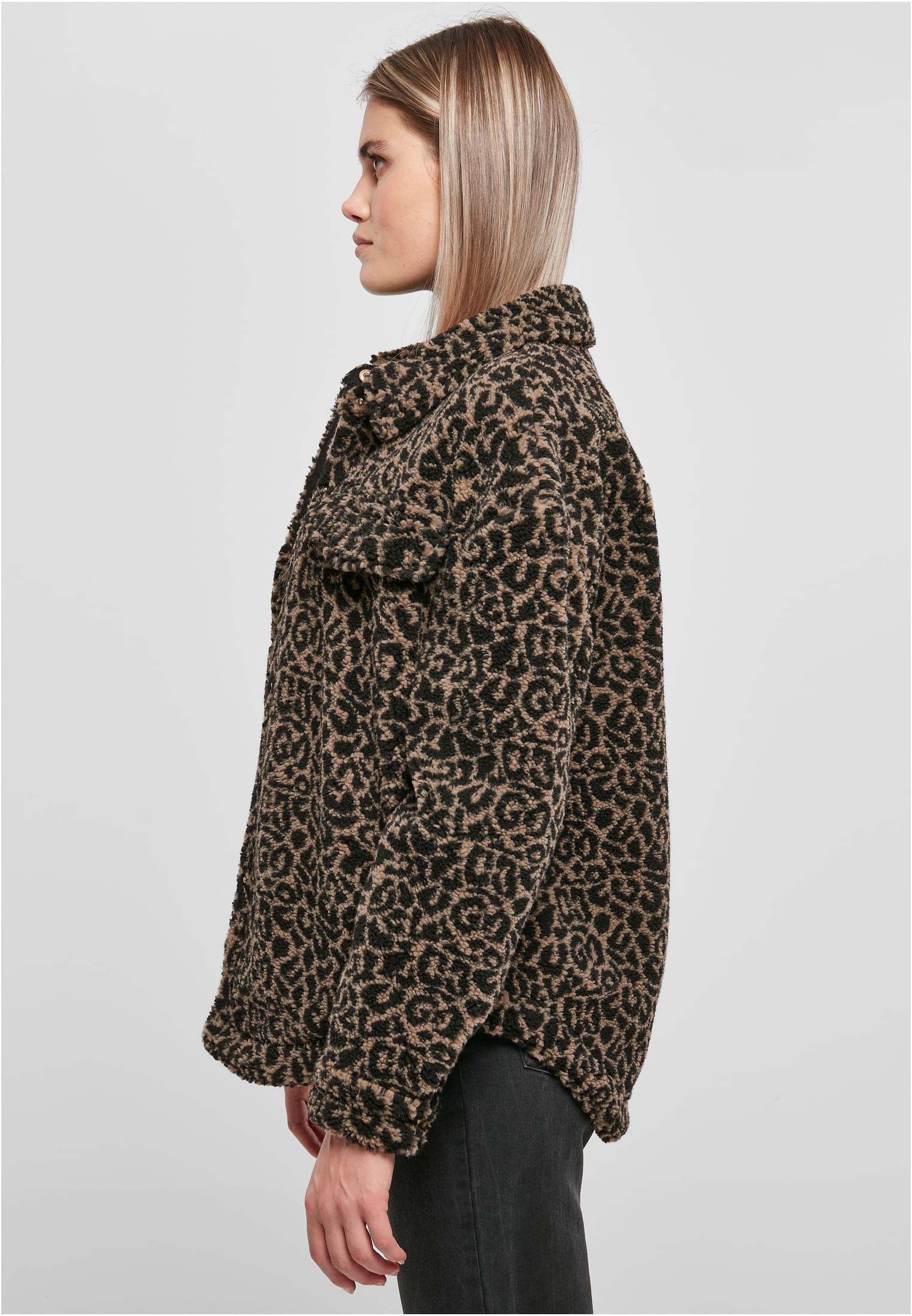 Ladies AOP Sherpa Overshirt darktaupeleo 3XL - variant image 1