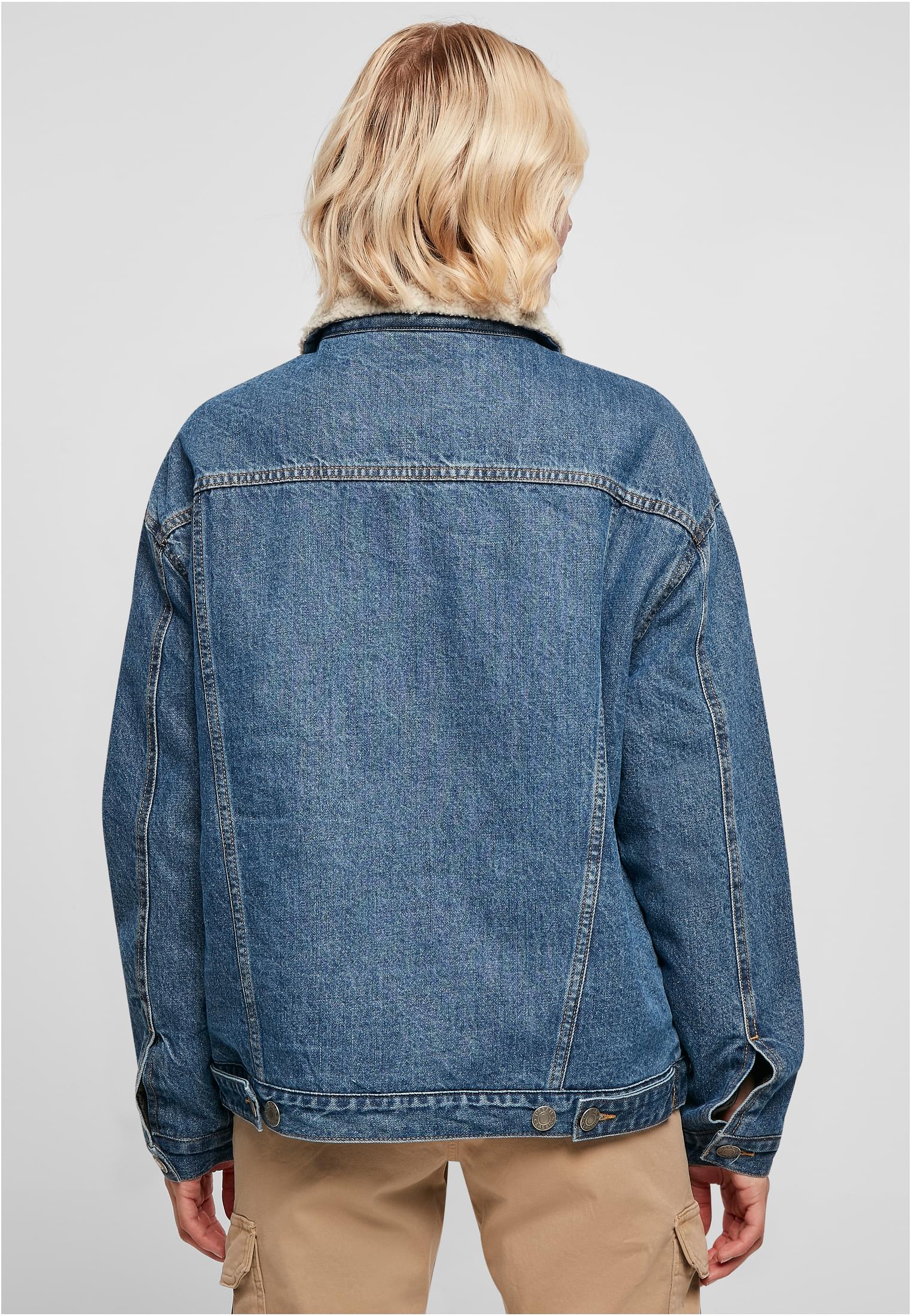 Ladies Oversized Sherpa Denim Jacket clearblue washed 3XL - variant image 2