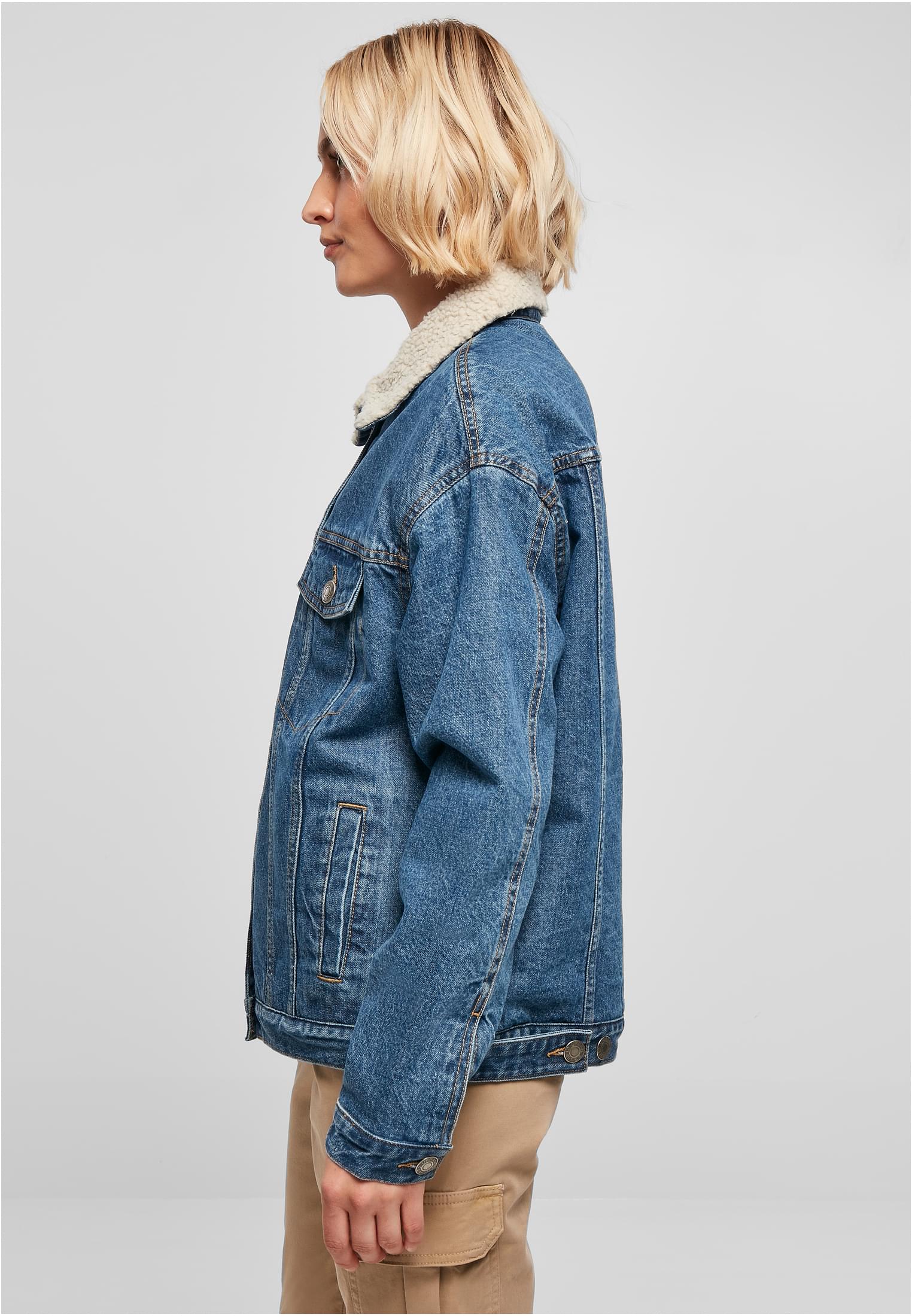 Ladies Oversized Sherpa Denim Jacket clearblue washed 3XL - variant image 1