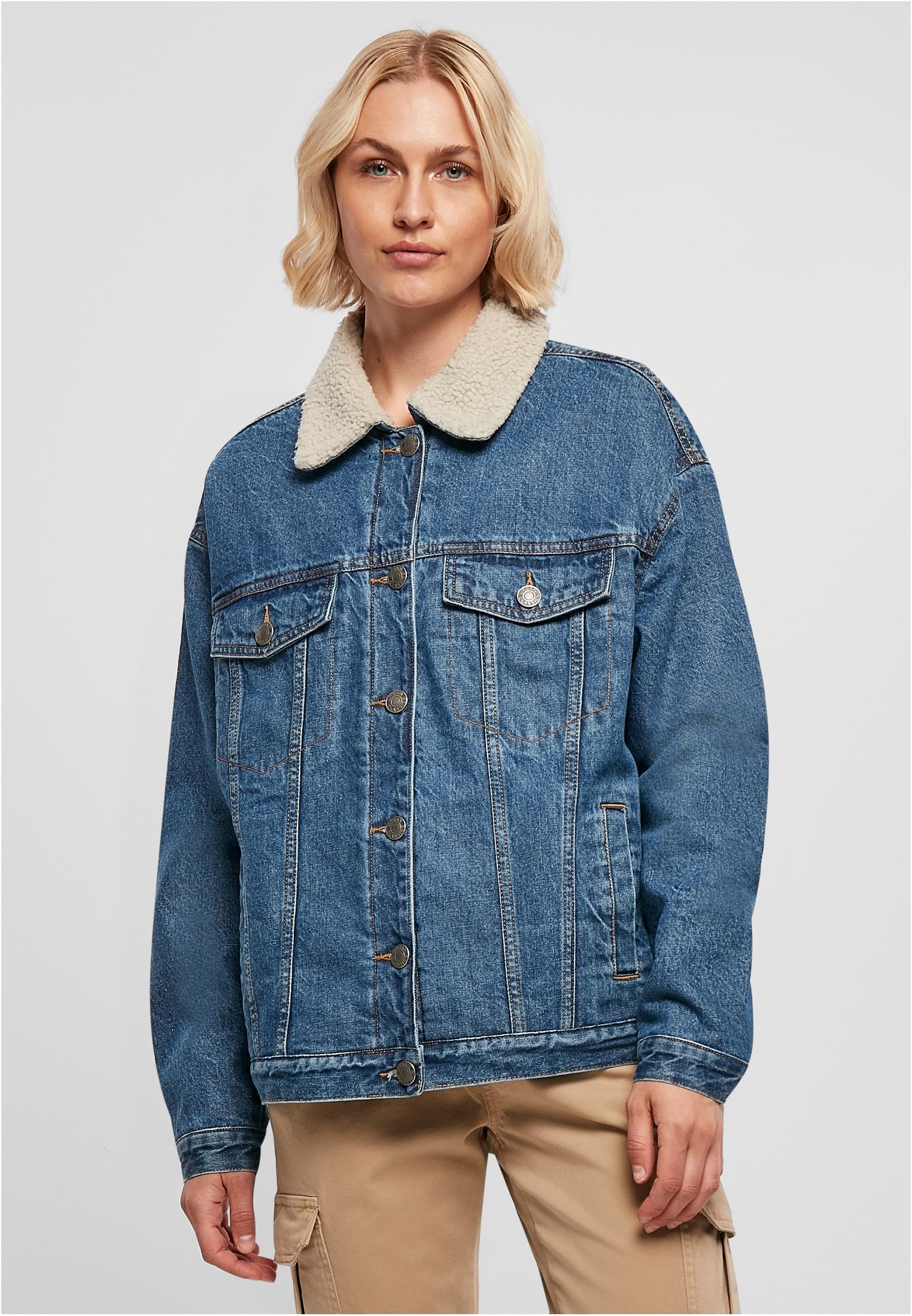 Ladies Oversized Sherpa Denim Jacket clearblue washed 3XL - alternate variant 3