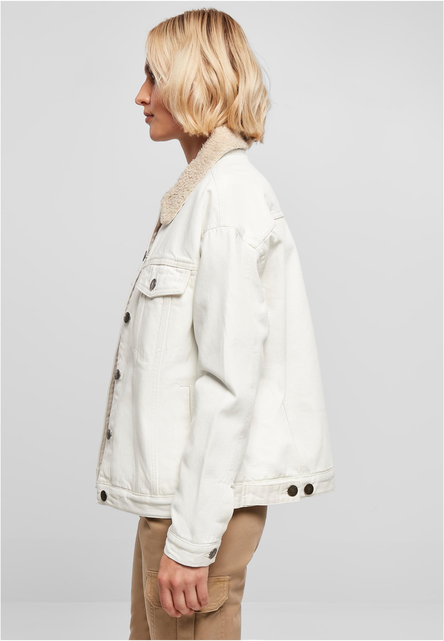 Ladies Oversized Sherpa Denim Jacket offwhite raw 3XL - variant image 1