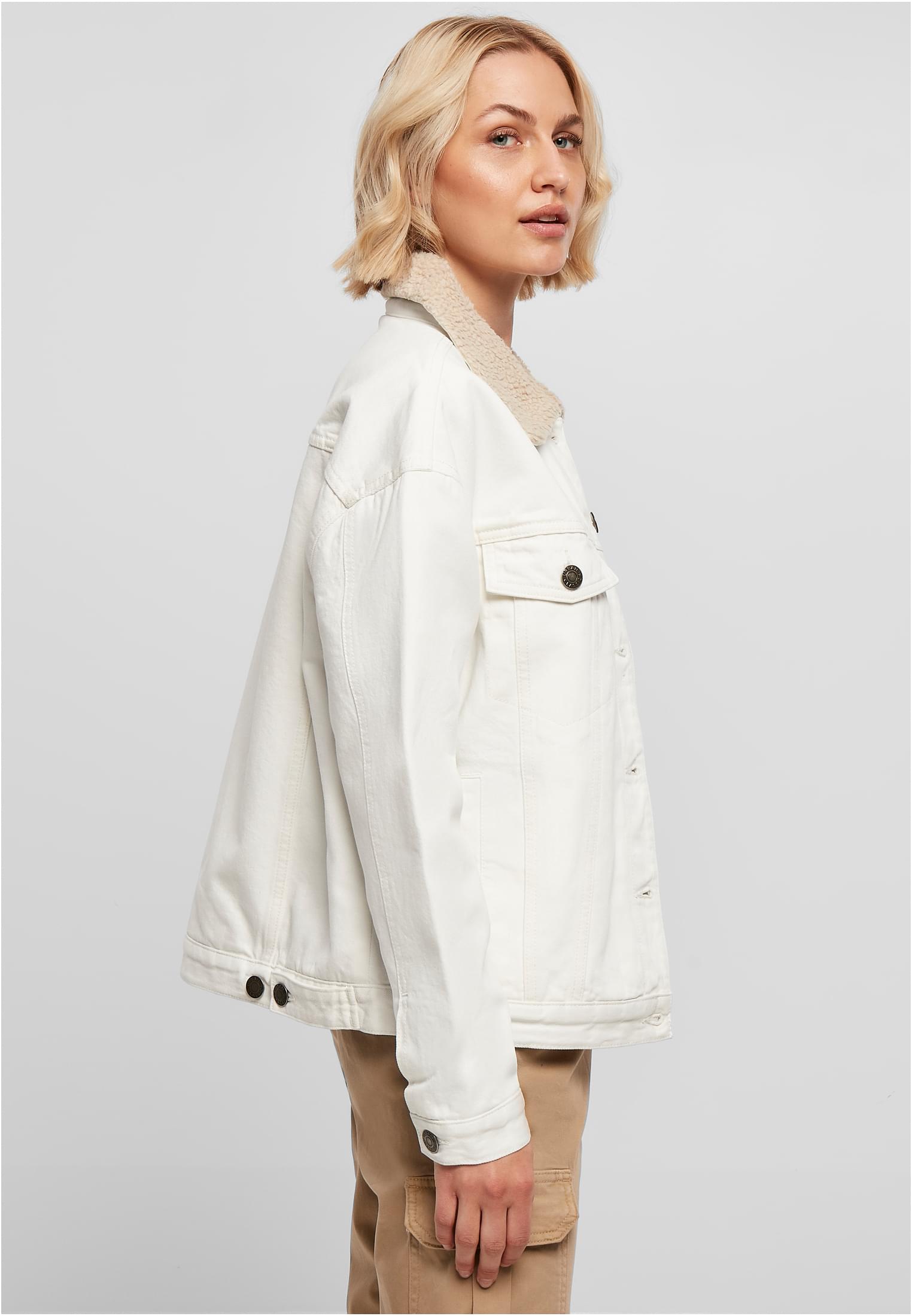 Ladies Oversized Sherpa Denim Jacket offwhite raw 3XL - variant image 3