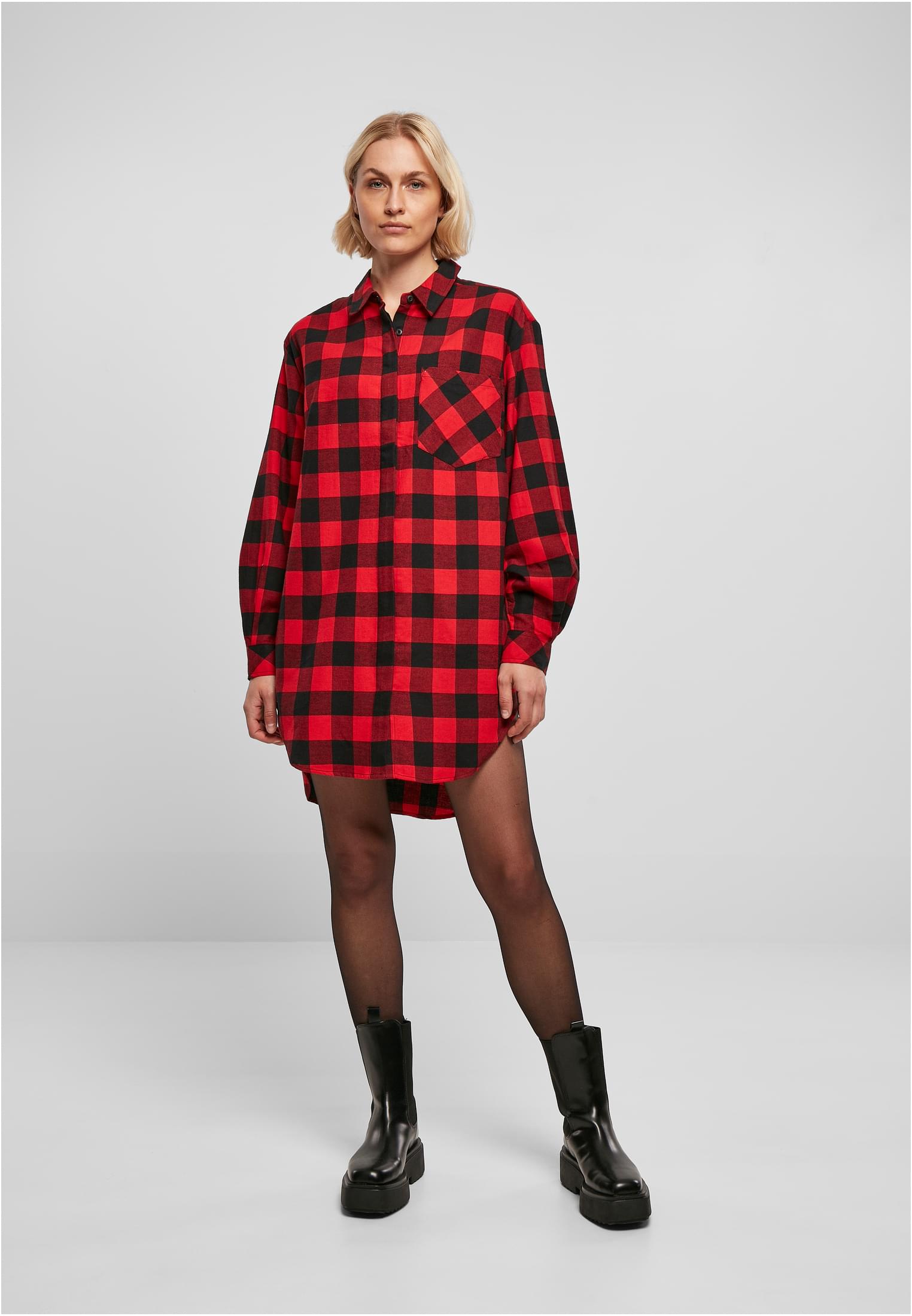 Ladies Oversized Check Flannel Shirt Dress black/red 3XL - variant image 4