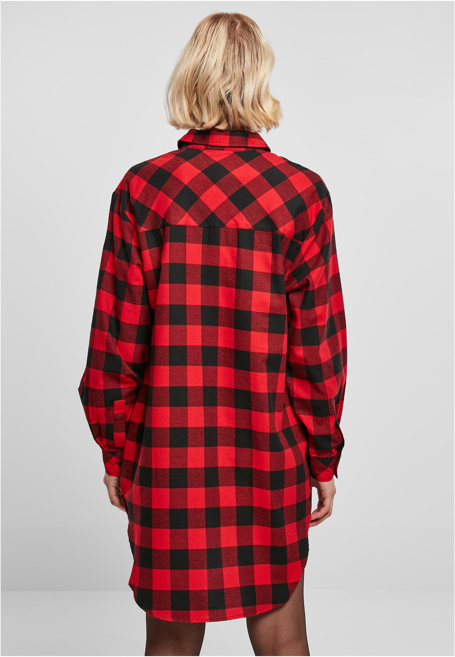 Ladies Oversized Check Flannel Shirt Dress black/red 3XL - variant image 2